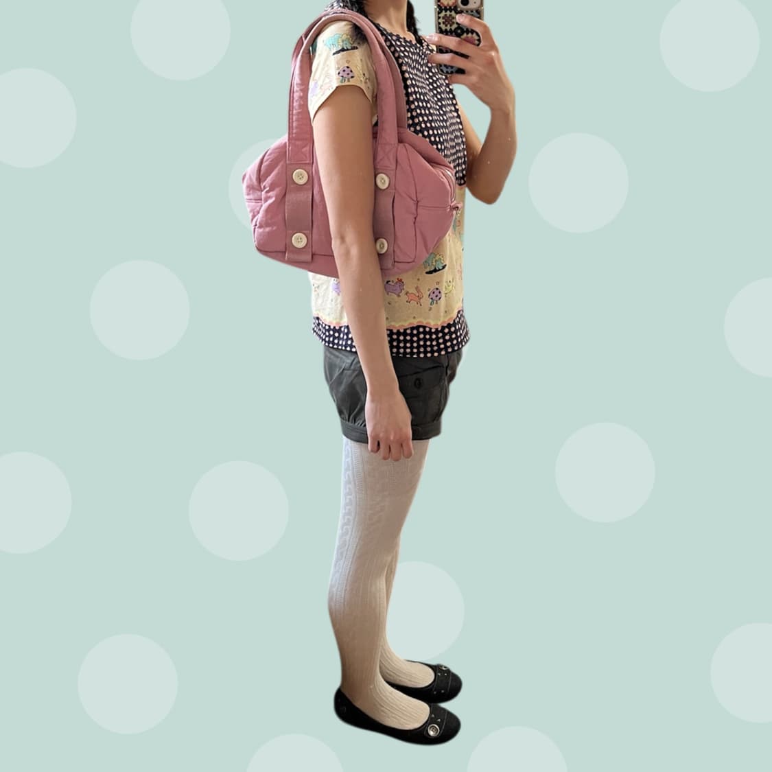 모리걸 사과 땡땡이 패치워크 티셔츠 상품이미지5