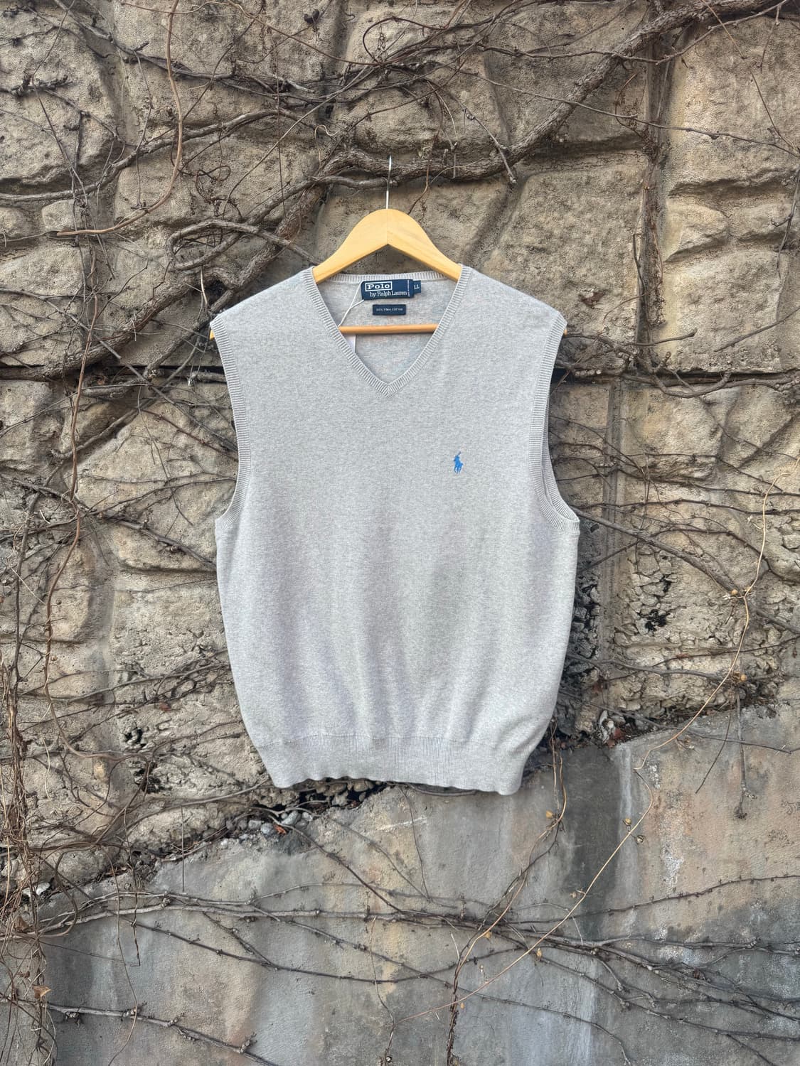 90s 폴로 랄프로렌 빈티지 피마코튼 니트 베스트 조끼 그레이 상품이미지1