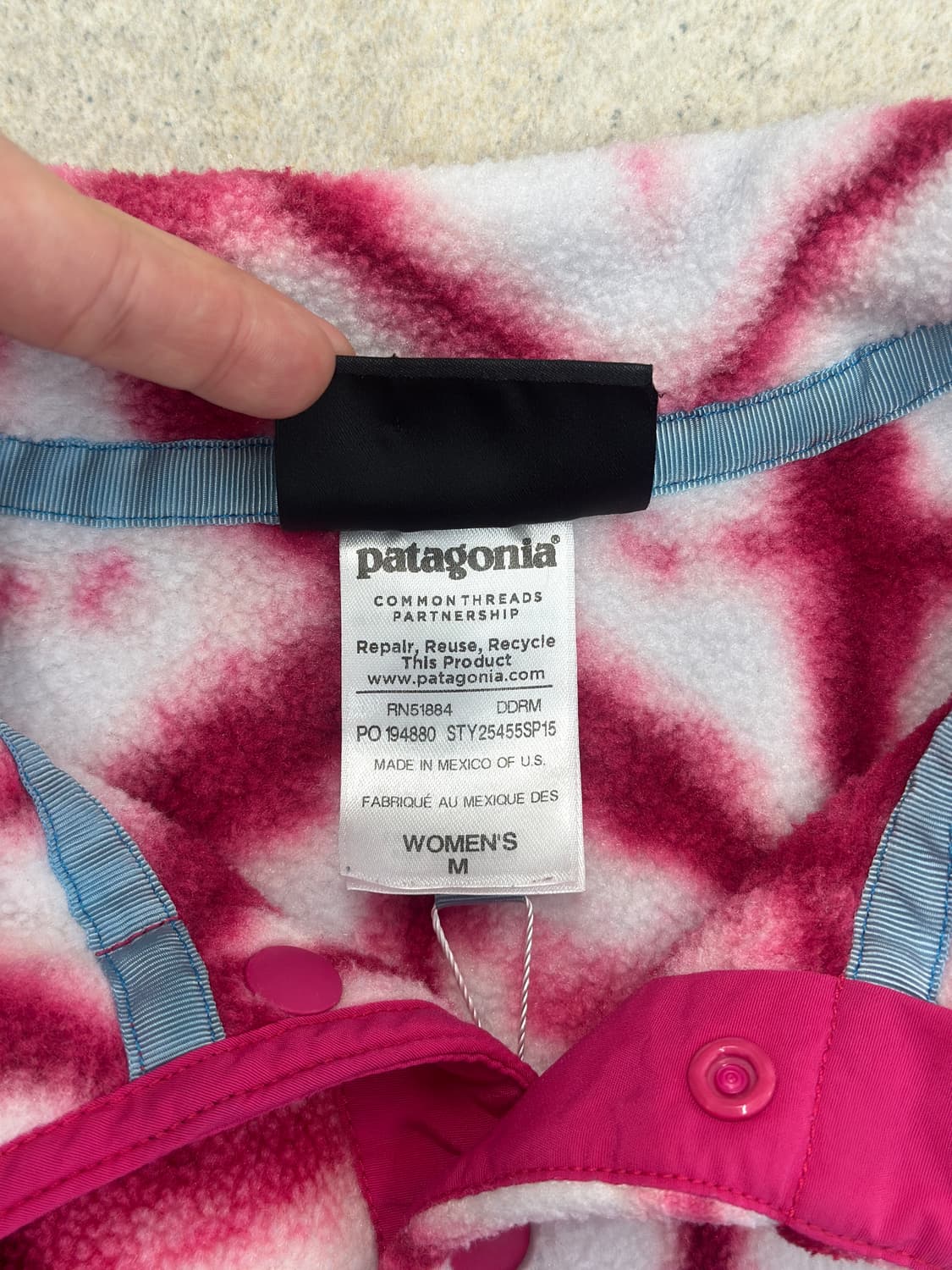 파타고니아 신칠라 핫핑크 패턴 스냅 플리스  상품이미지9