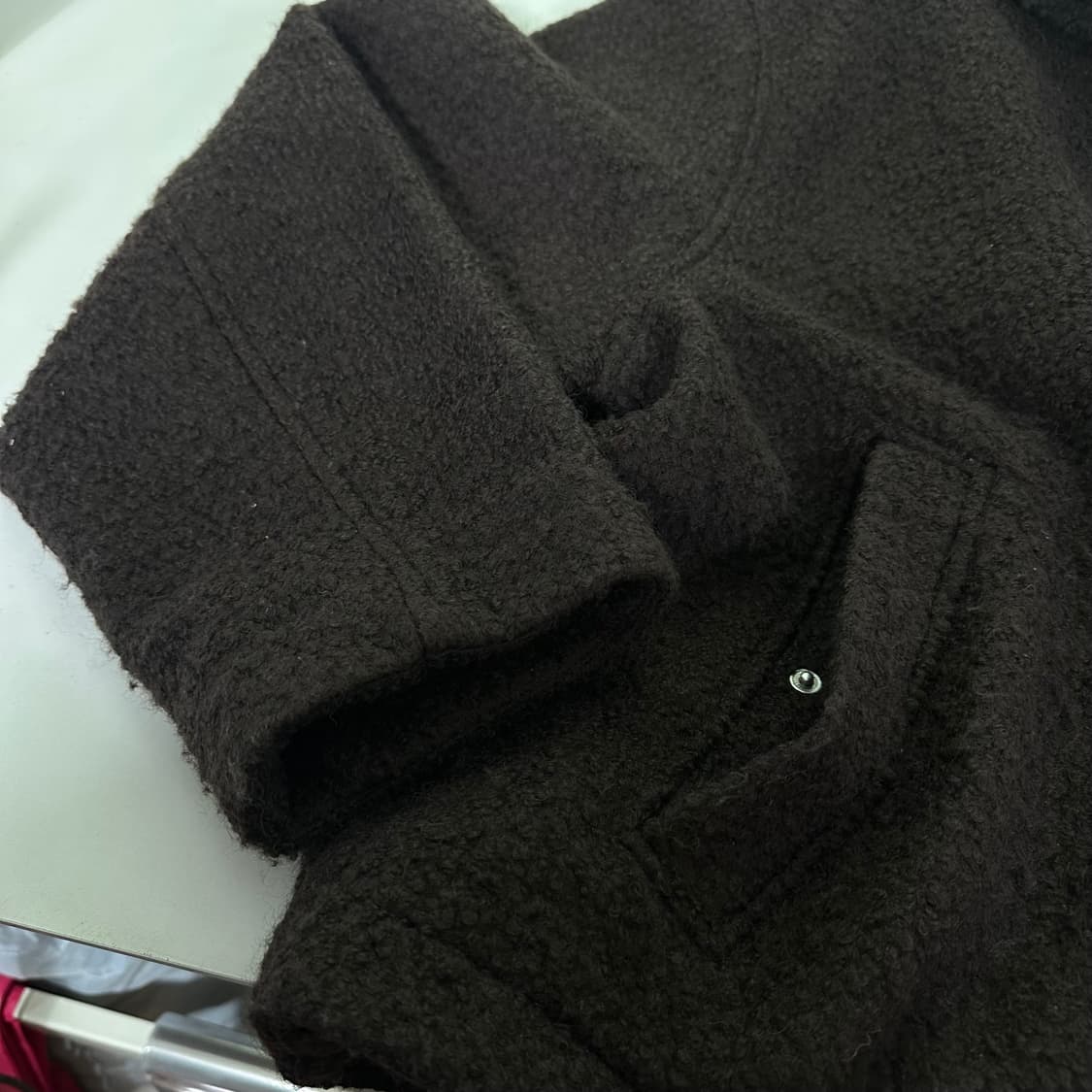 XXL 흐앤므 H&M 딥브라운 오버핏 투웨이 크롭 부클자켓 상품이미지2