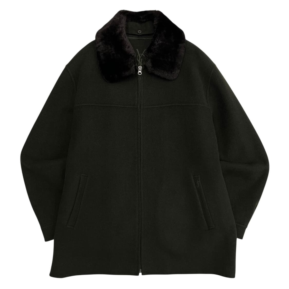 입생로랑 퍼 카라 딥카키 자켓 상품이미지2