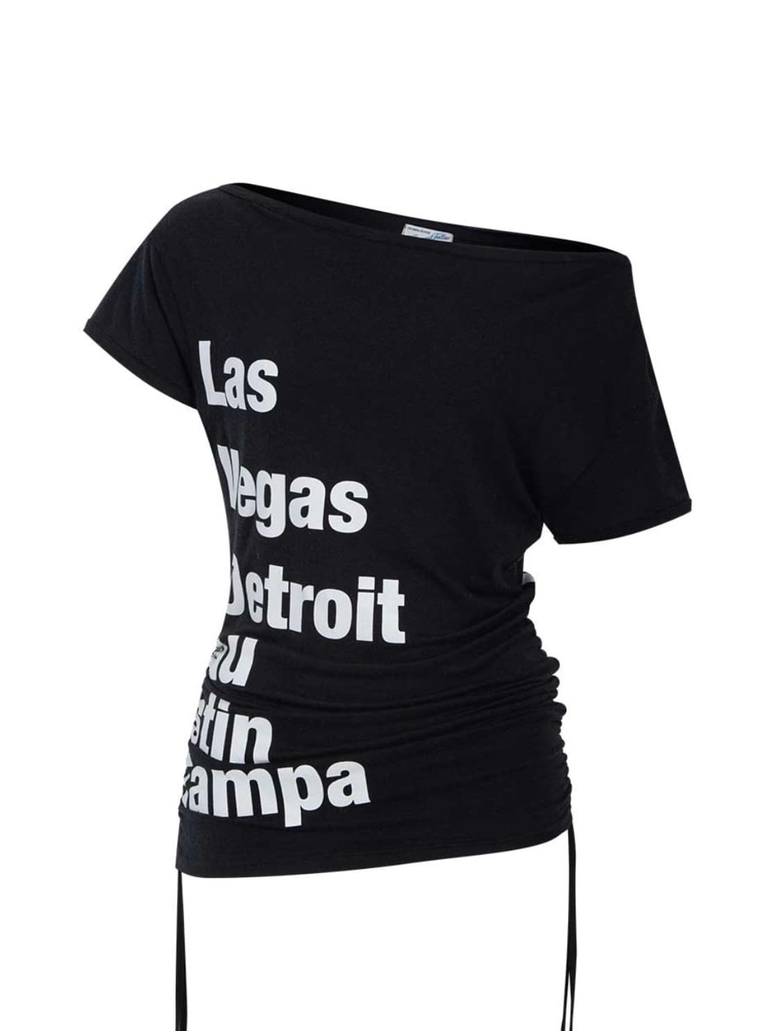 (새상품, 택O) 플리즈노팔로우 사라 레터링 셔링 탑 블랙 상품이미지1