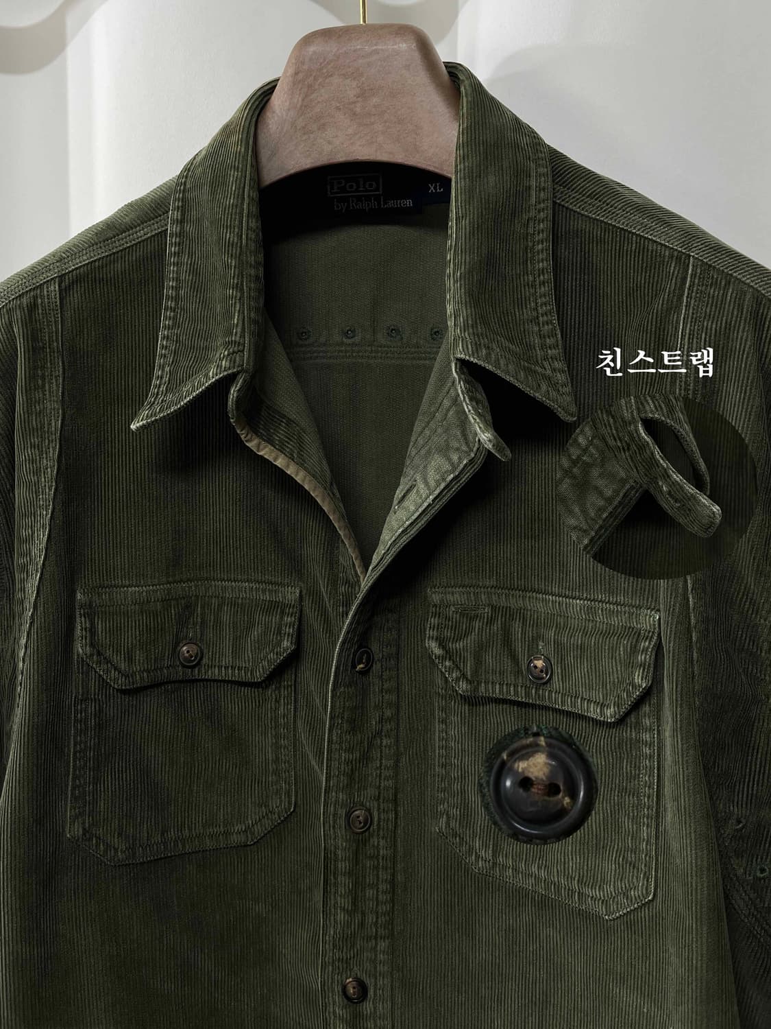90's 폴로 랄프로렌 포레스트 그린 코듀로이 마이널 워크 셔츠 상품이미지5