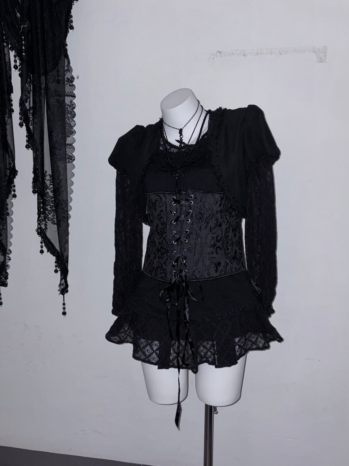 고딕앤젤세트 고스 다크페어리 3pcs 레이스, 볼레로, 코르셋 상품이미지1