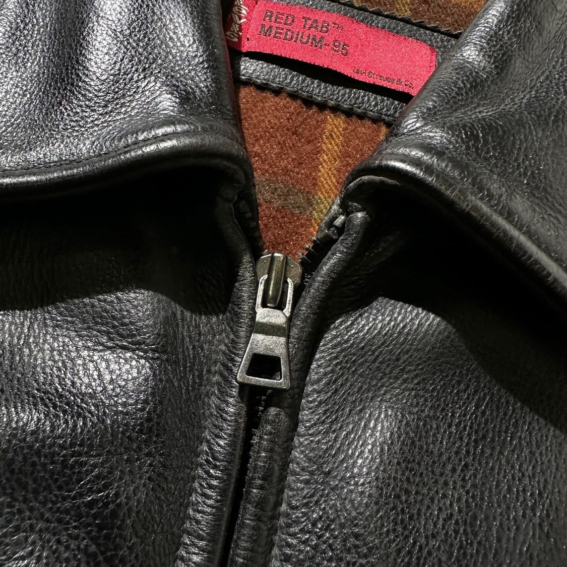 리바이스 카우 레더 소가죽 헤링턴 블루종 싱글 자켓 상품이미지6