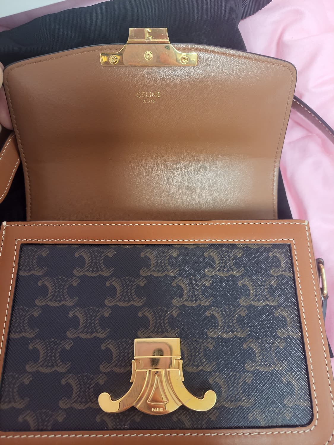 정품)급처상태좋음최저가!셀린느 탠 트리옹프 캔버스 틴 크로스백트리오페가방 상품이미지6