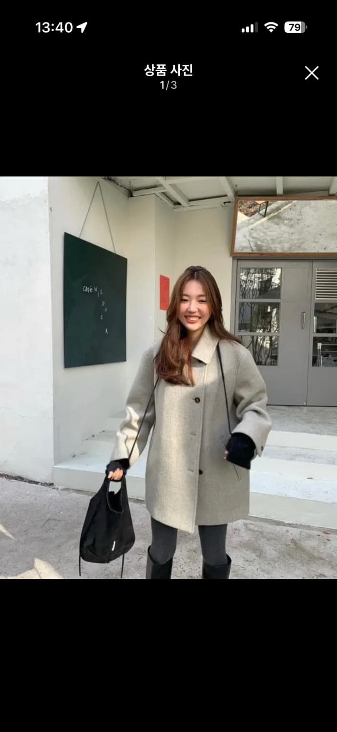 타낫 스트레이트 하프 울 코트 라이트 카키 상품이미지1