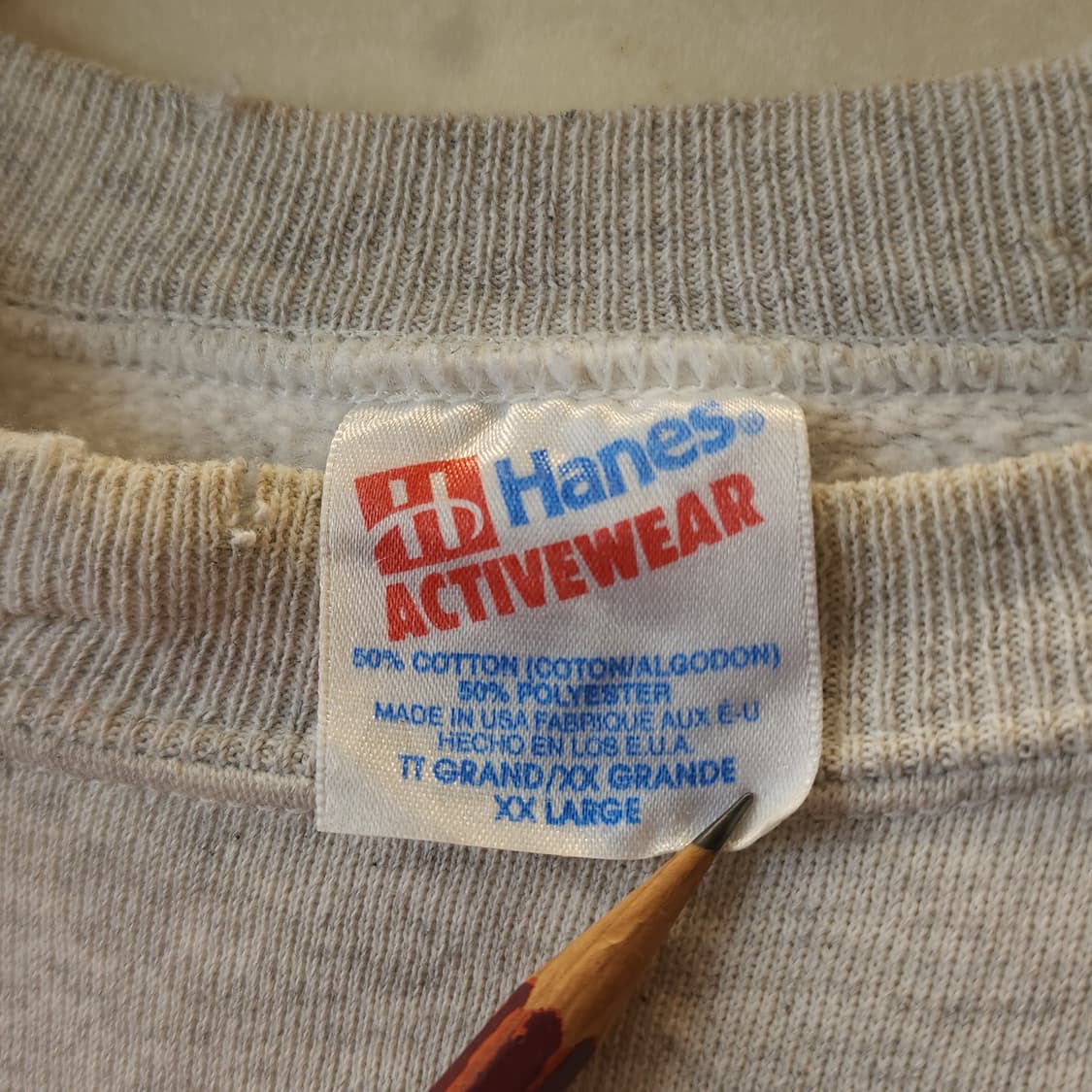 90s 헤인즈 빈티지 스웻셔츠 플레인 스웻셔츠 오트밀 화이트 xxl 상품이미지6