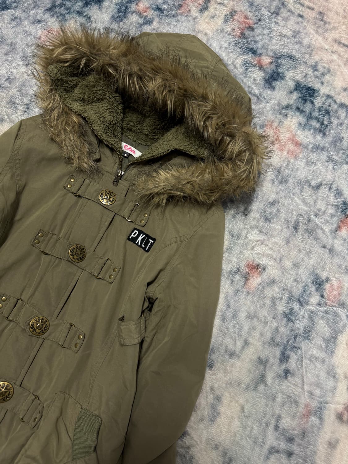 Pink latte 00s y2k millitary fur jacket 상품이미지4