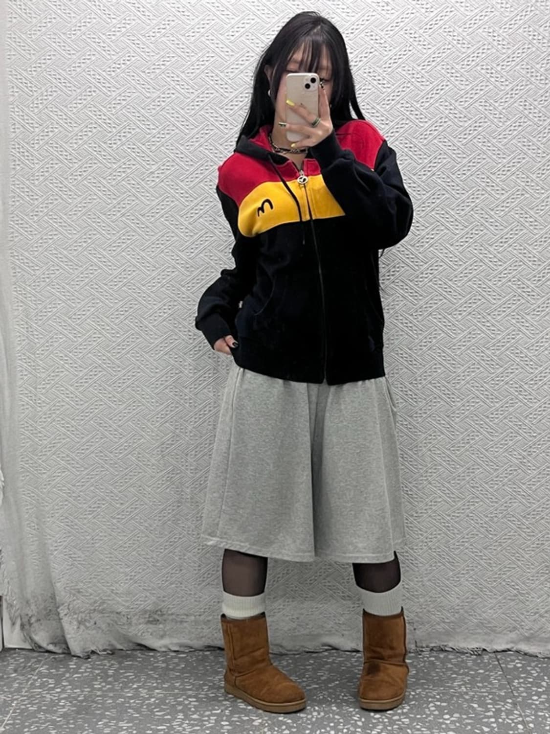 에비수 올드스쿨 삼색 약기모 후드집업 95 C05733 상품이미지2