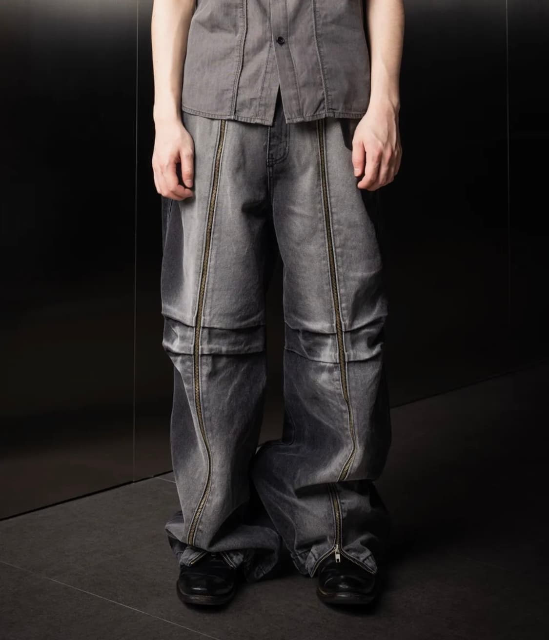 Long Zipper Denim Pants (Black) 상품이미지1