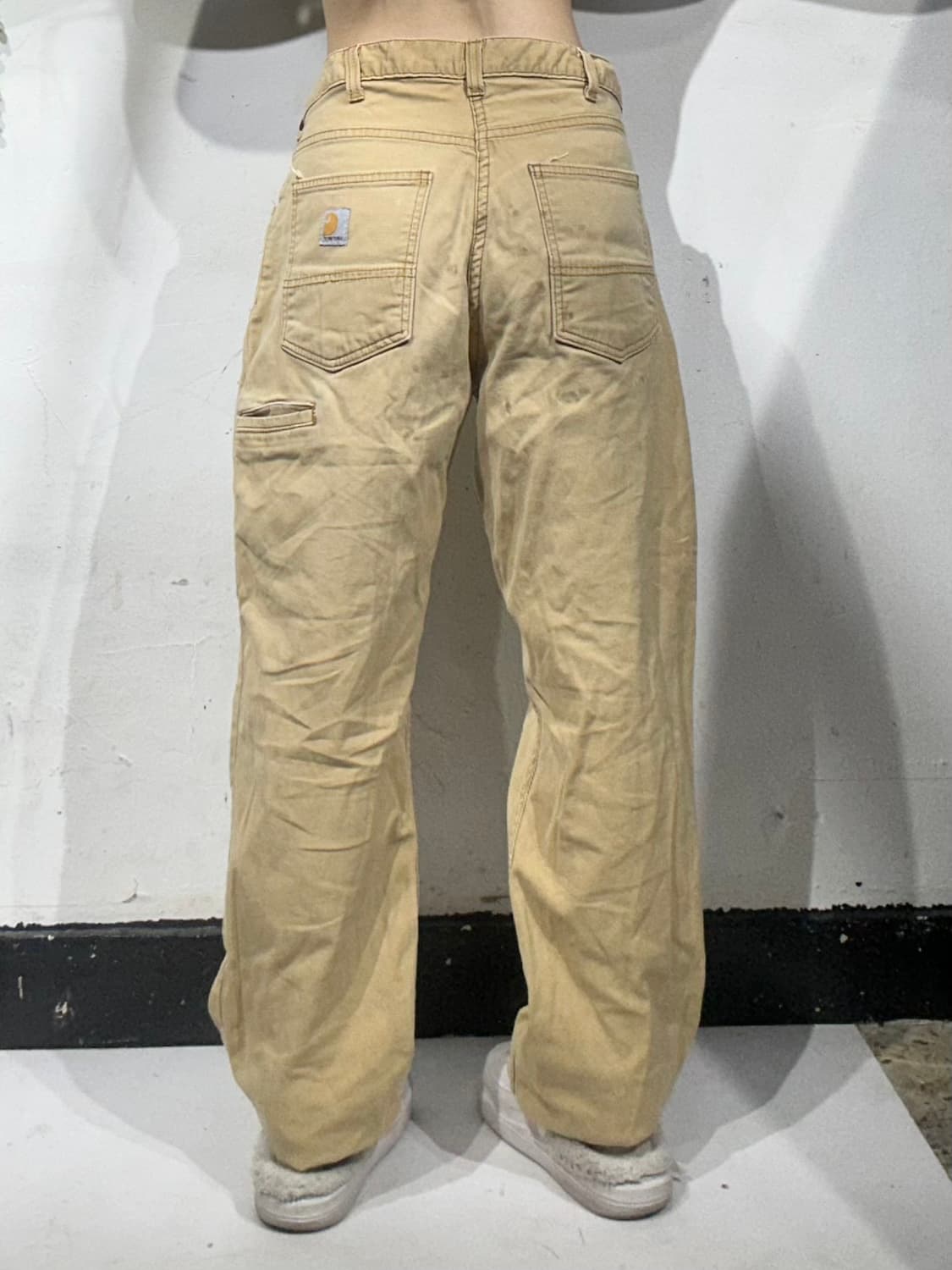 칼하트 베이지 된장 컨버스 와이드 워크 데님 팬츠 32 상품이미지3