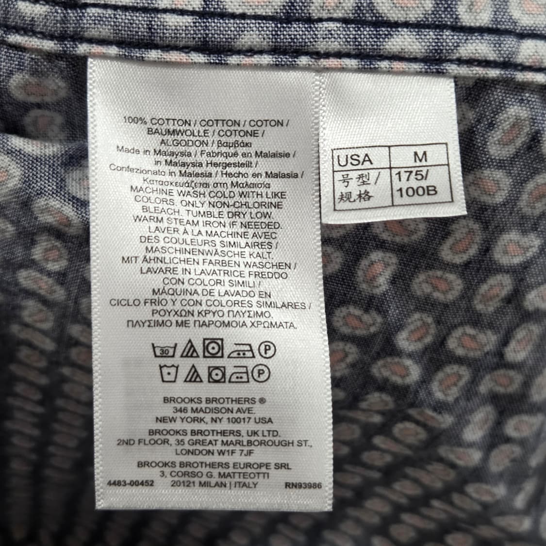 브룩스브라더스 버튼다운 페이즐리 셔츠 M  상품이미지3
