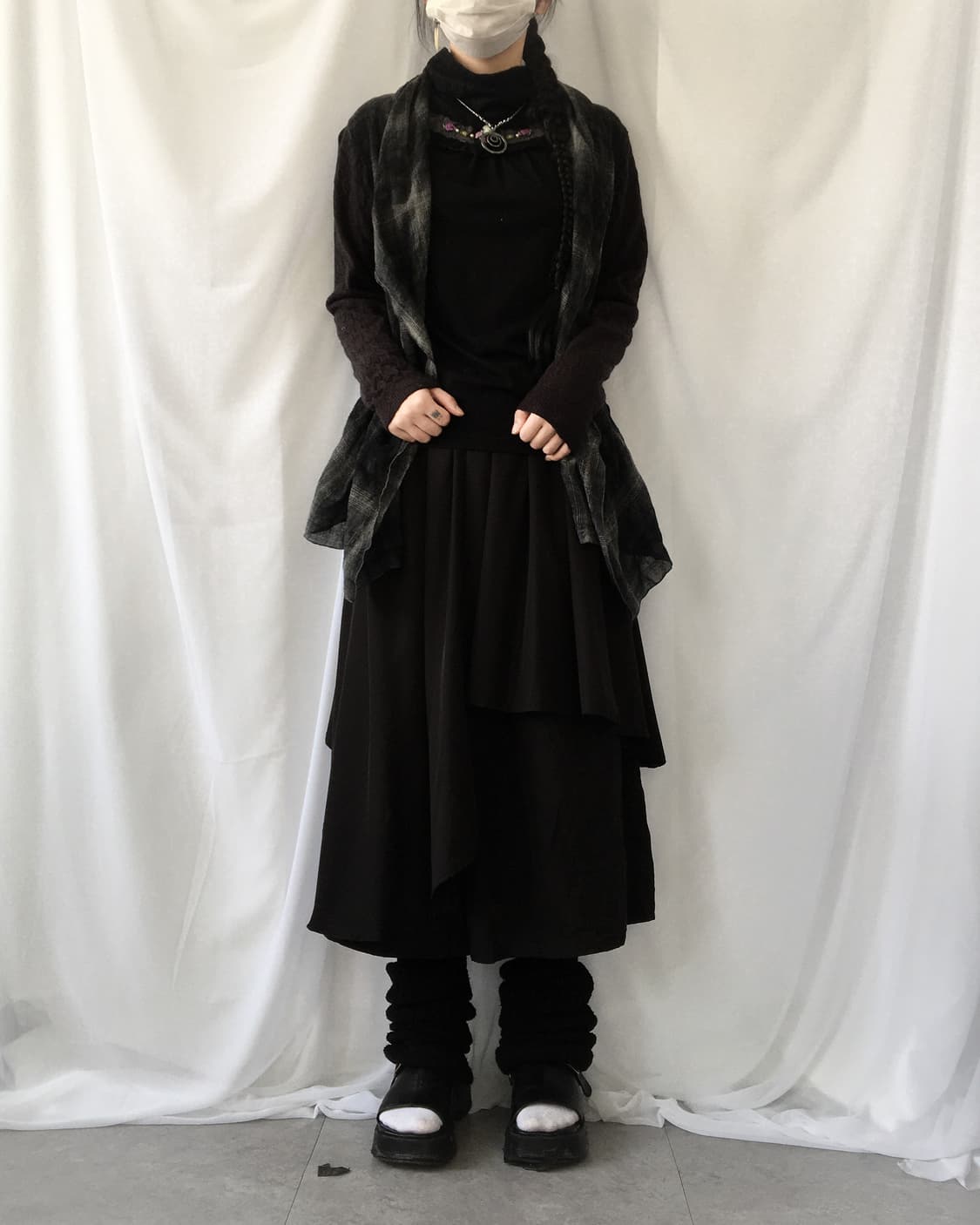 Check pattern drape woolen open caridgan 상품이미지7