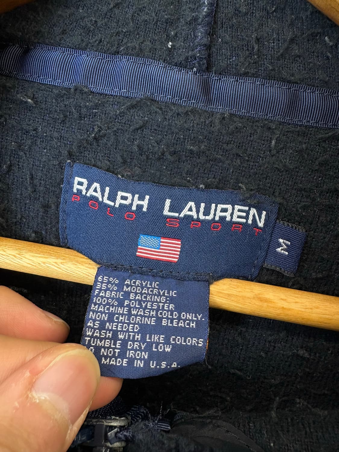 폴로스포츠 90s USA 빅로고 네이비 플리스 후드 자켓 상품이미지5