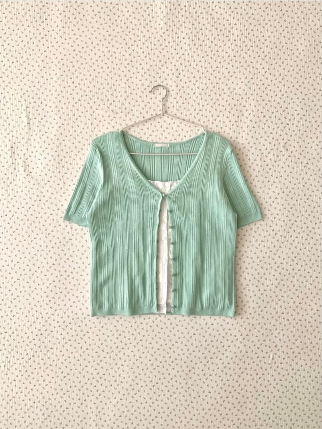 민트 니트 반팔 가디건 상품이미지1