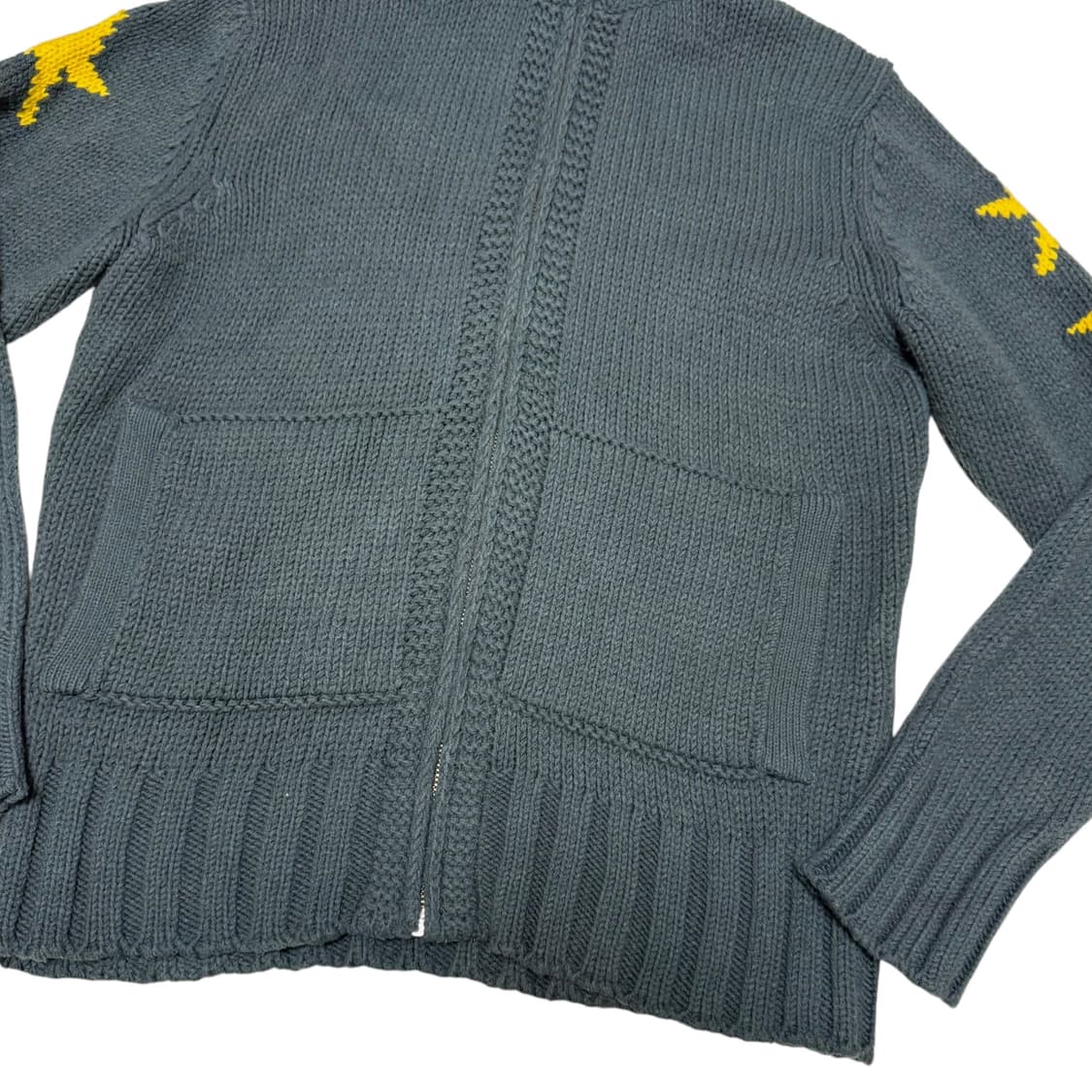 디젤 청록 스타 별패턴 레터링 니트집업 상품이미지4