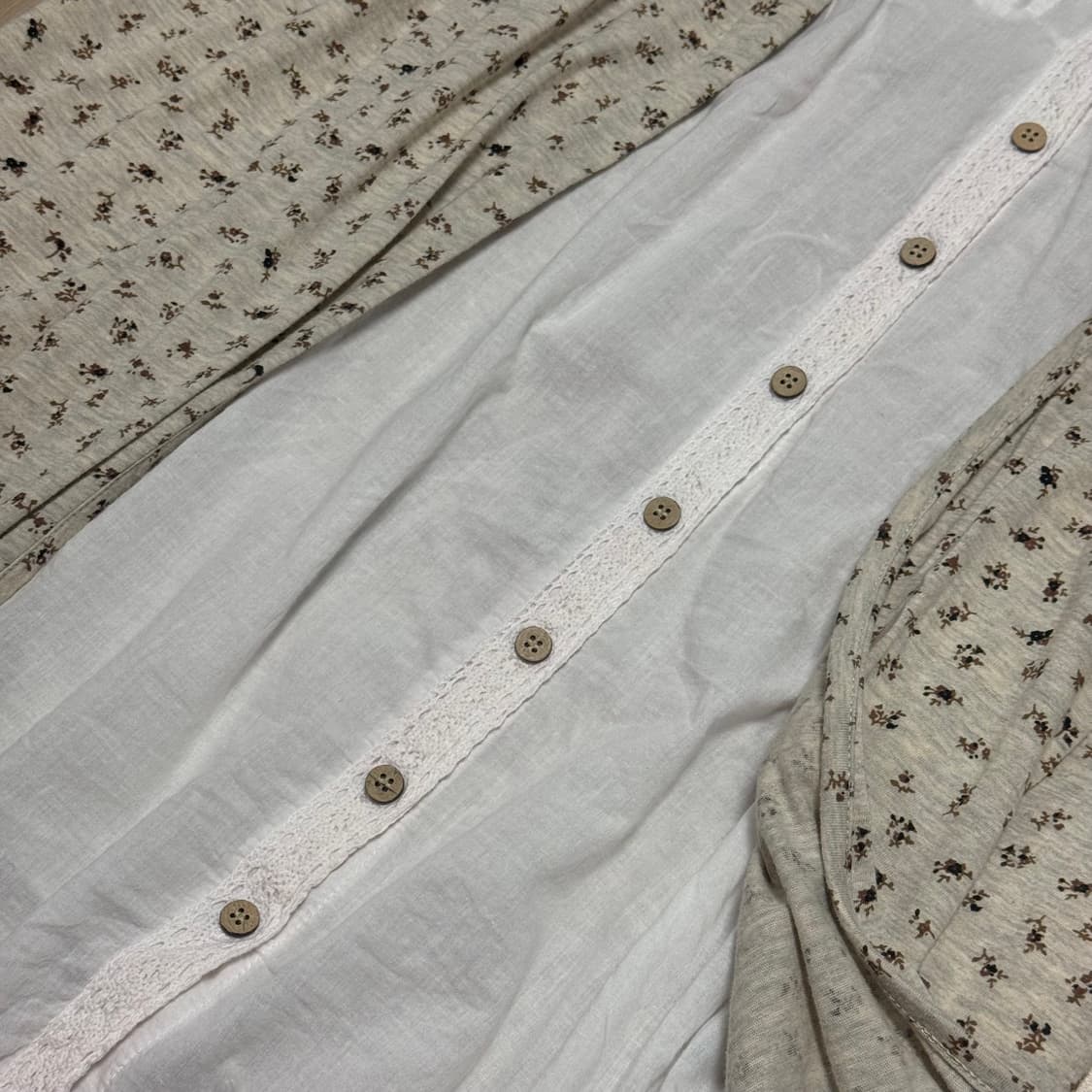 일본 빈티지 모리걸 바선생 레이어드 잔꽃 블라우스 상품이미지4