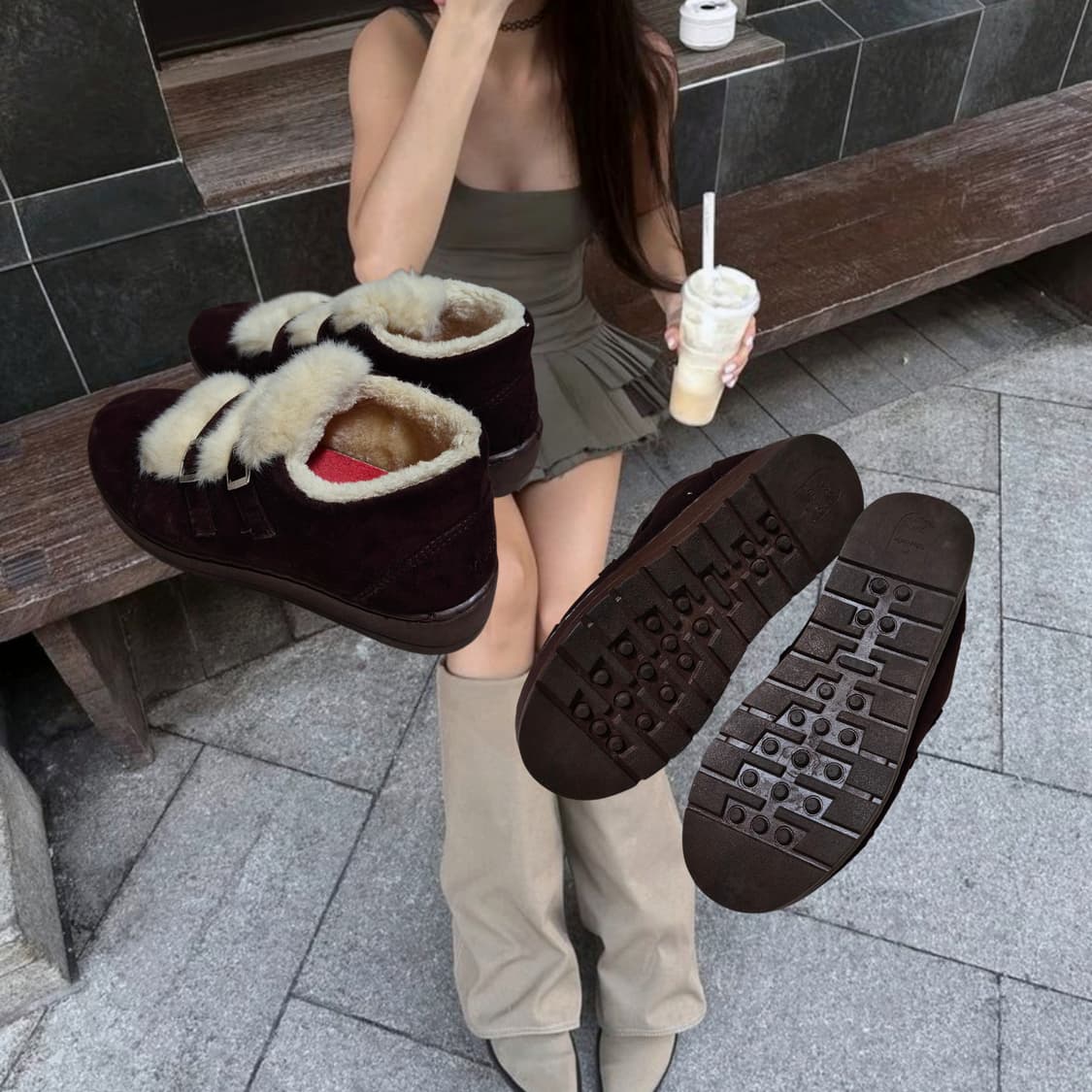 Vintage 00s Brownie Fur wedge shoes 상품이미지2