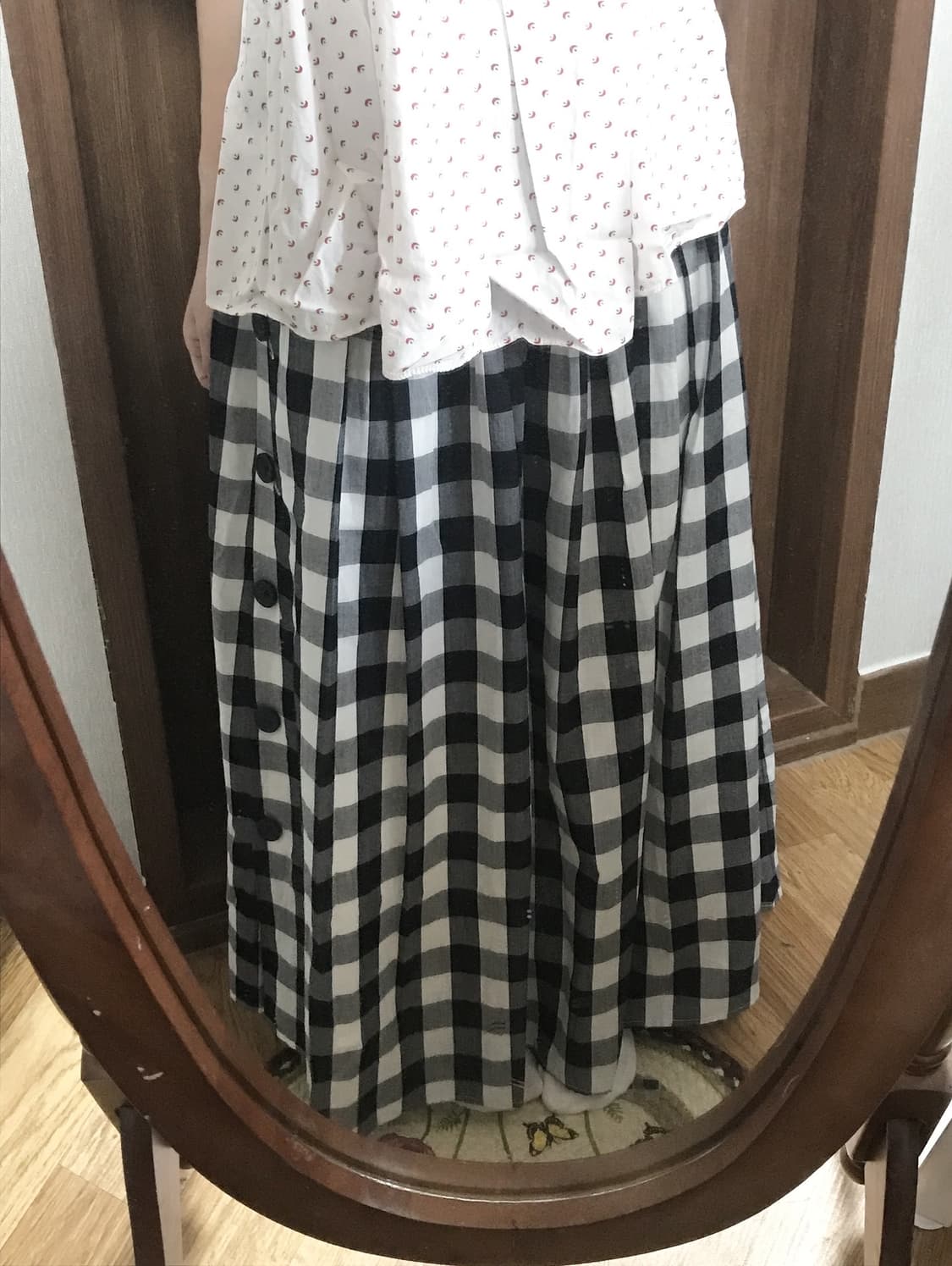 JP vintage plaid button sk 상품이미지1