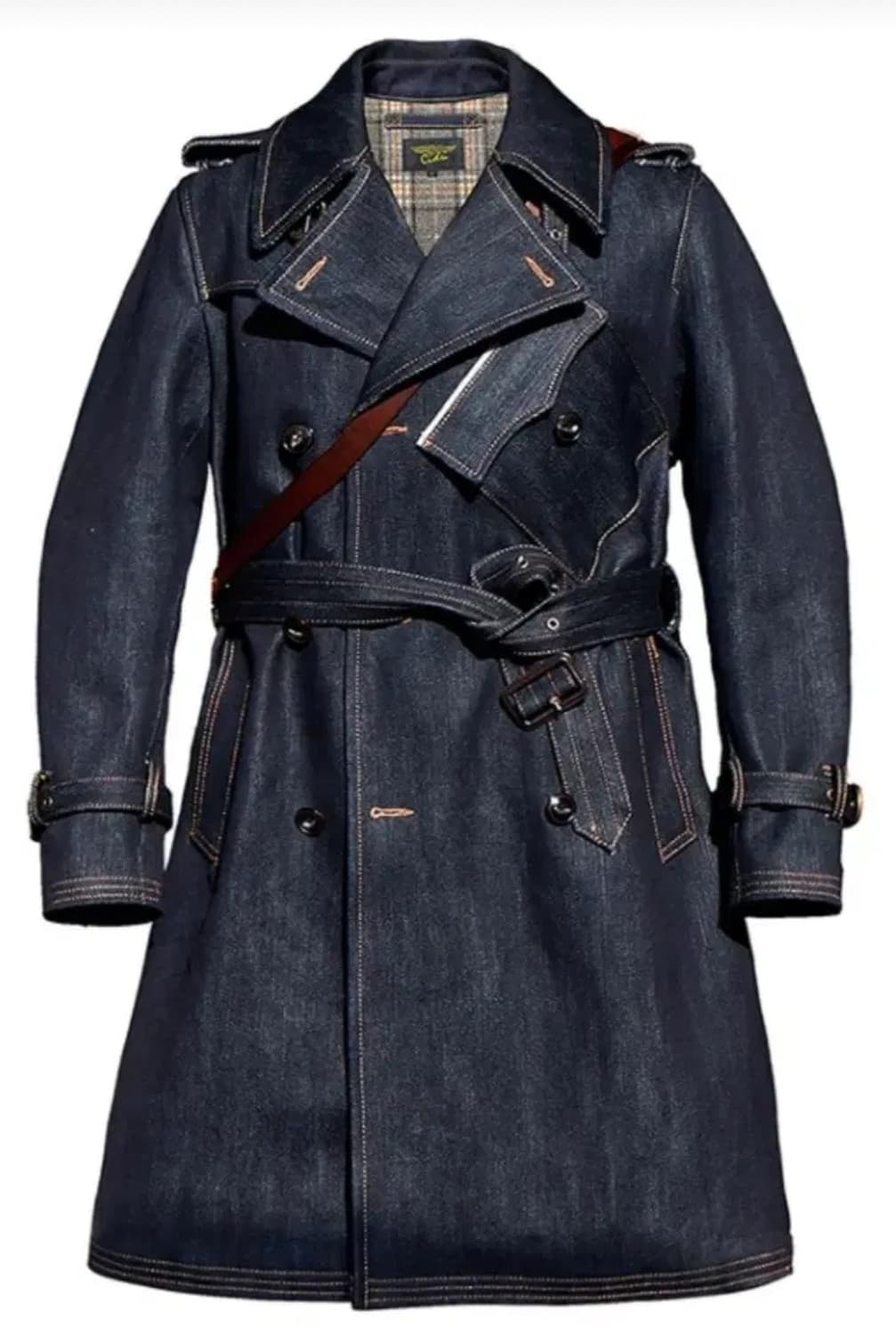 택새제품 WW1 대전용 Cidu Leatthers 데님 더블 트렌치코트 상품이미지1