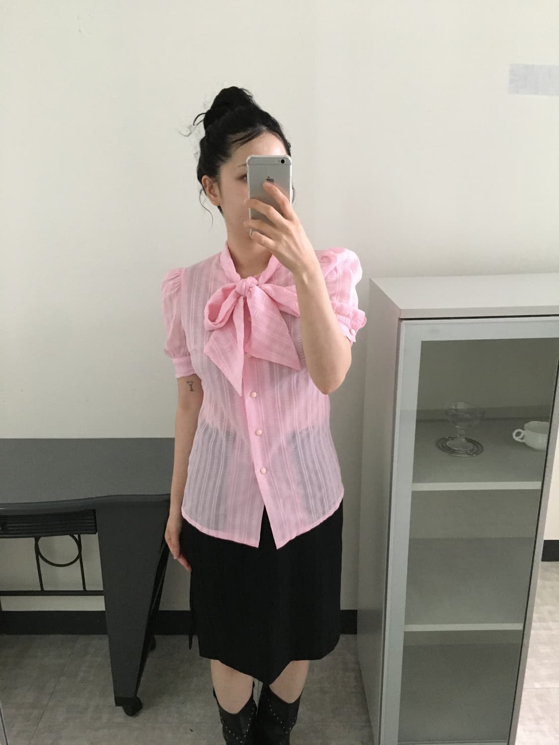 ribbon puff sleeve blouse 상품이미지2