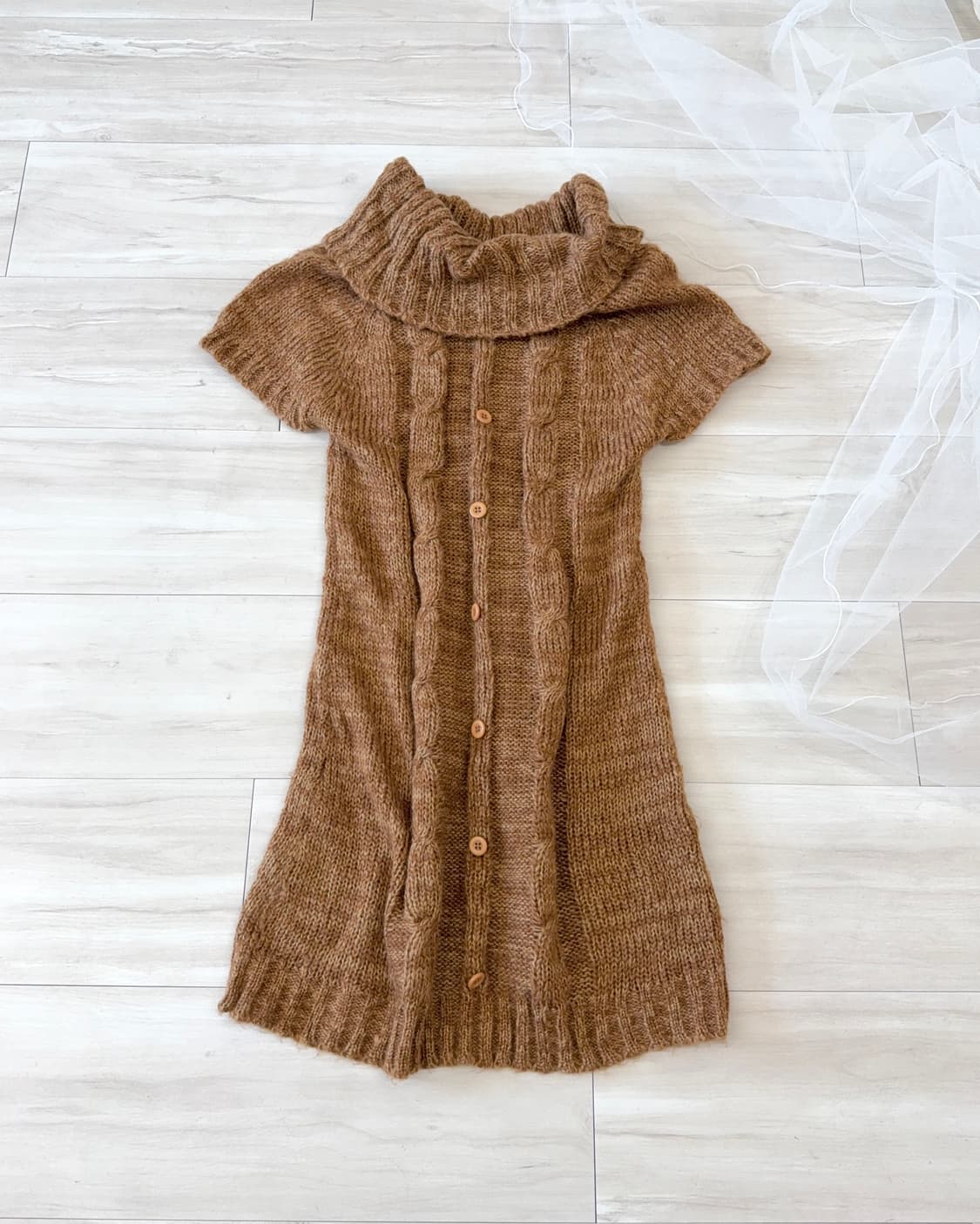 Button point orande brwon knit dress 상품이미지1