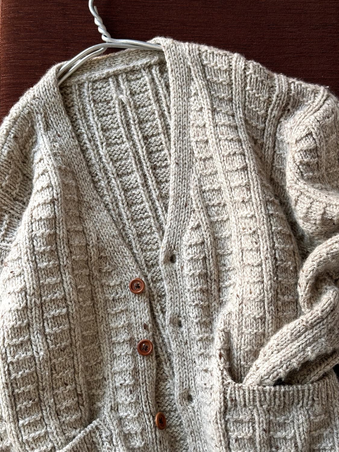 Low gauge pattern heavy knit cardigan 상품이미지1