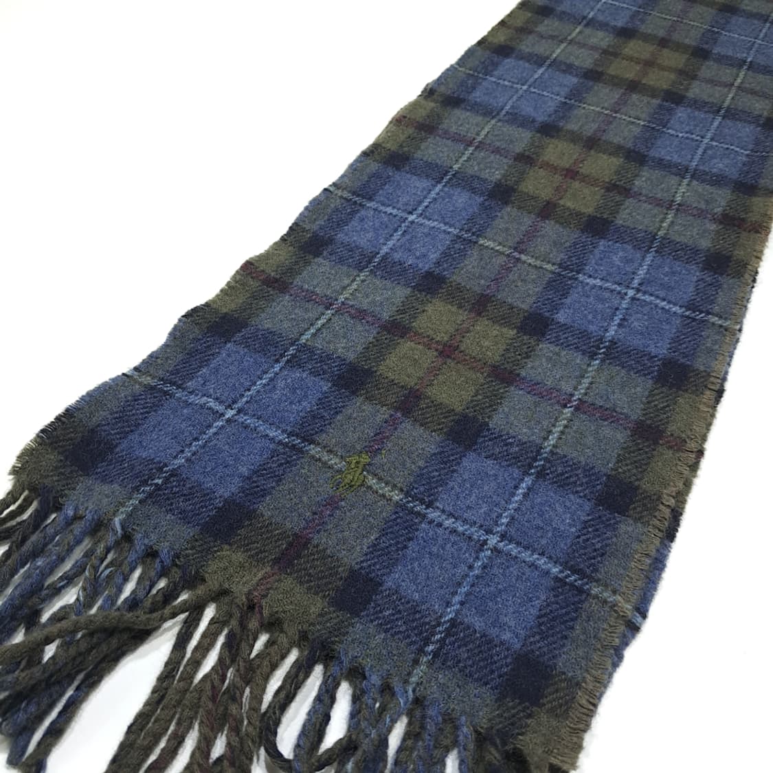 MX331 폴로 랄프로렌 타탄체크 그레이 양면 버진울 목도리 머플러 상품이미지3