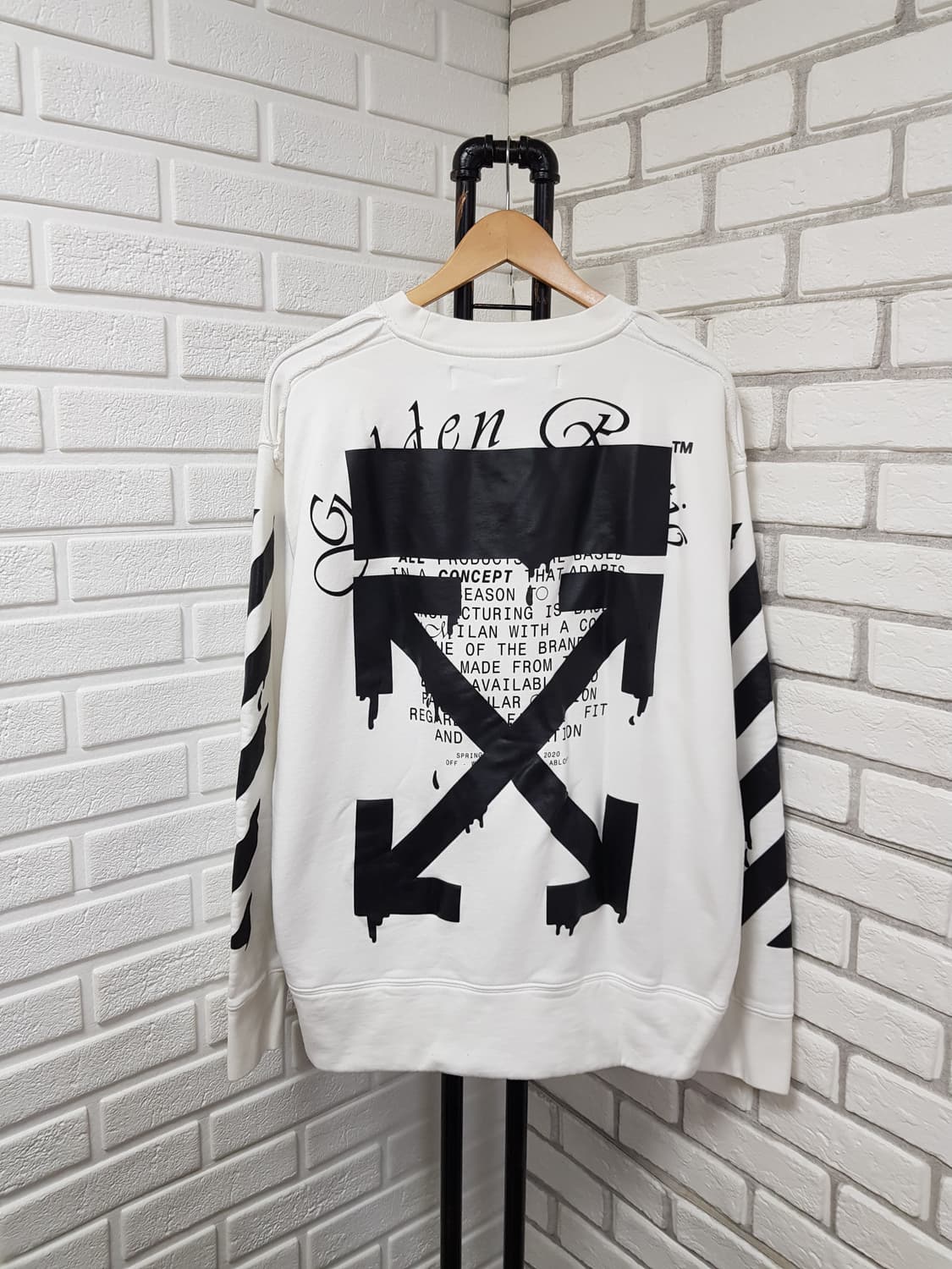 [L/100~105] 오프화이트 애로우 기모맨투맨 화이트 상품이미지10