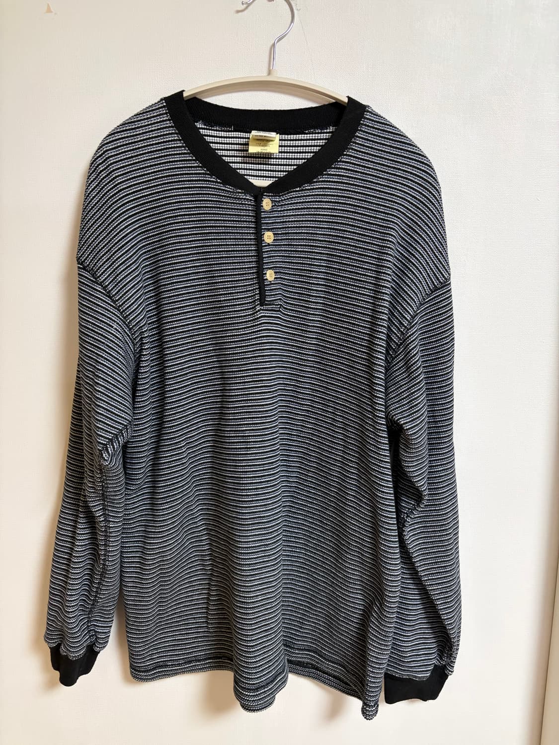 [M]카키스 와플 헨리넥 블랙 상품이미지1