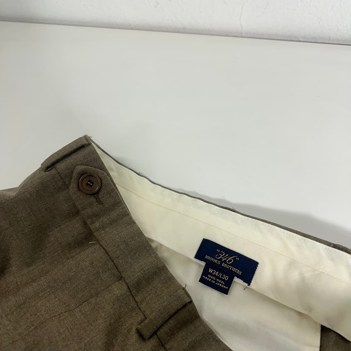 XL 34-36 브룩스브라더스 카키브라운 테이퍼드핏 원턱 울슬랙스 상품이미지2