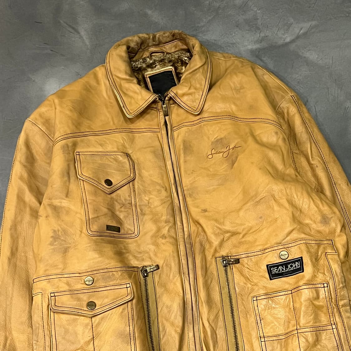  션존 퍼 레더 자켓 y14993 상품이미지3