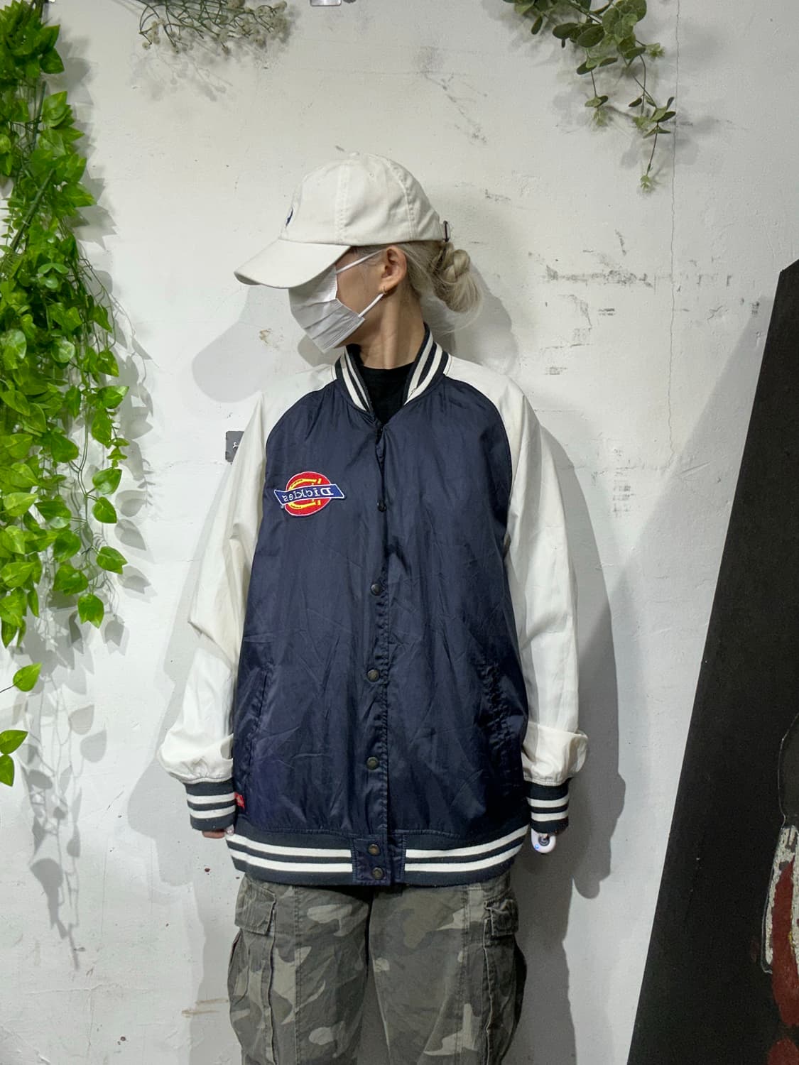 디키즈 네이비 화이트 올드스쿨 로고 코치 자켓 바람막이 배색 잠바 XL 상품이미지2