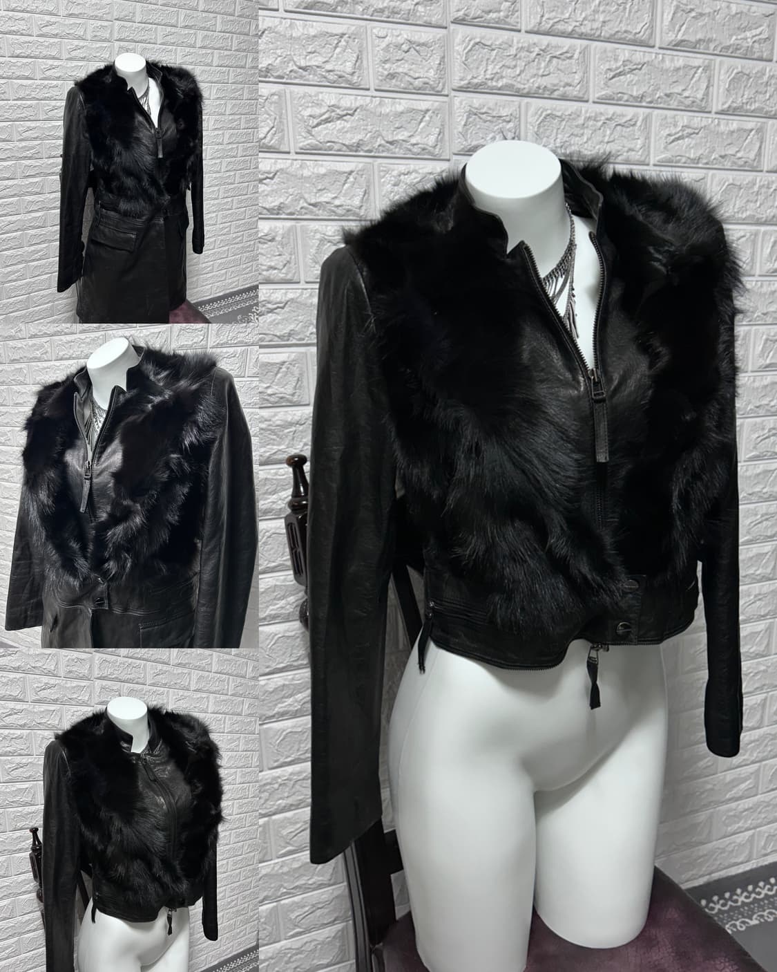 Robo 램스킨 하이브리드 여우 퍼 레더 코트 상품이미지1