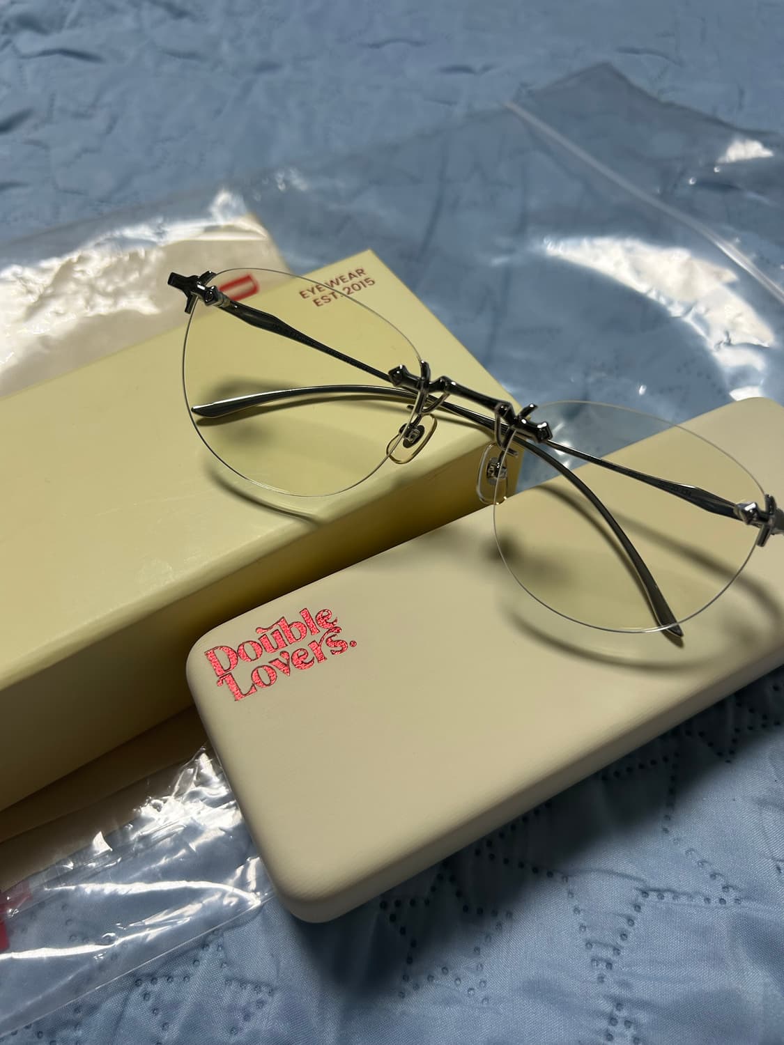 더블러버스 치크본 실버 긱시크 무테안경 상품이미지1