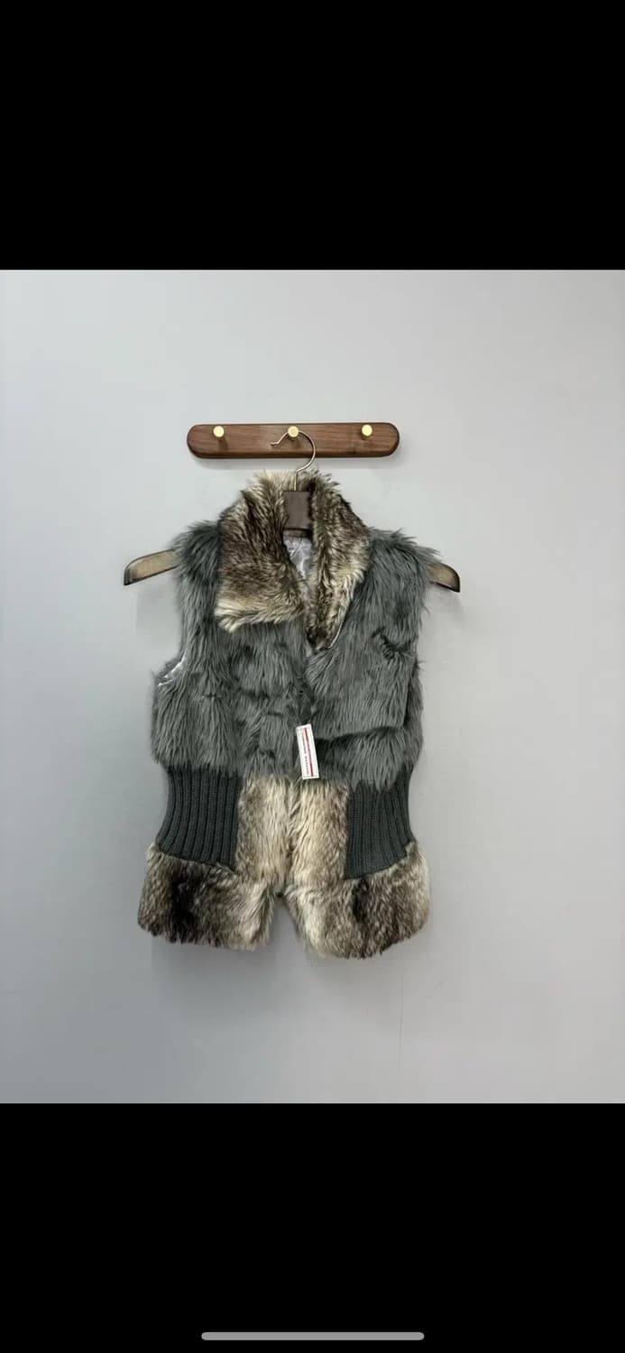 빈티지 그레이 브라운 모피 털 니트 베스트 H1716 상품이미지2