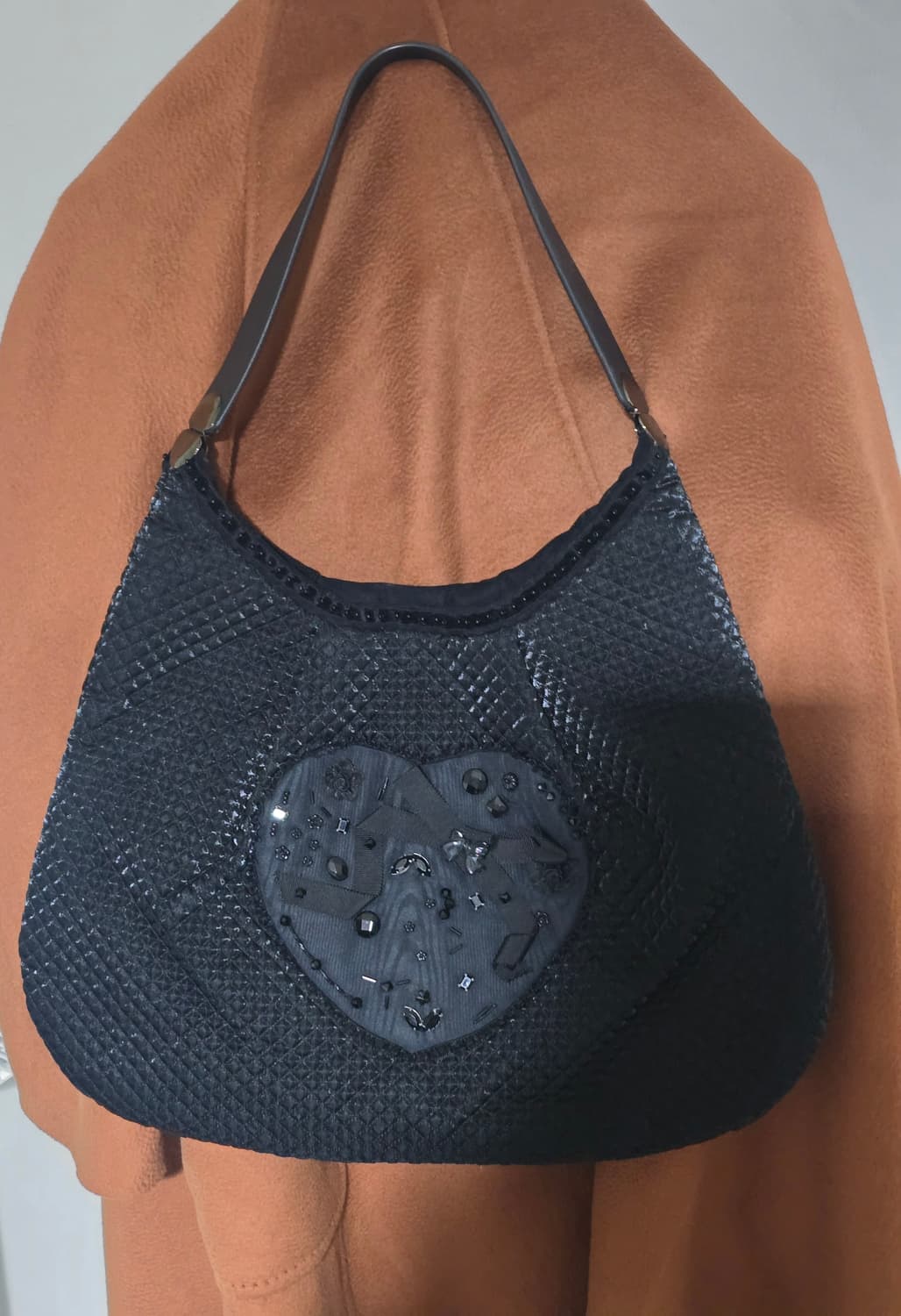 gothic Y2K 블랙 하트 장식 숄더백 상품이미지7