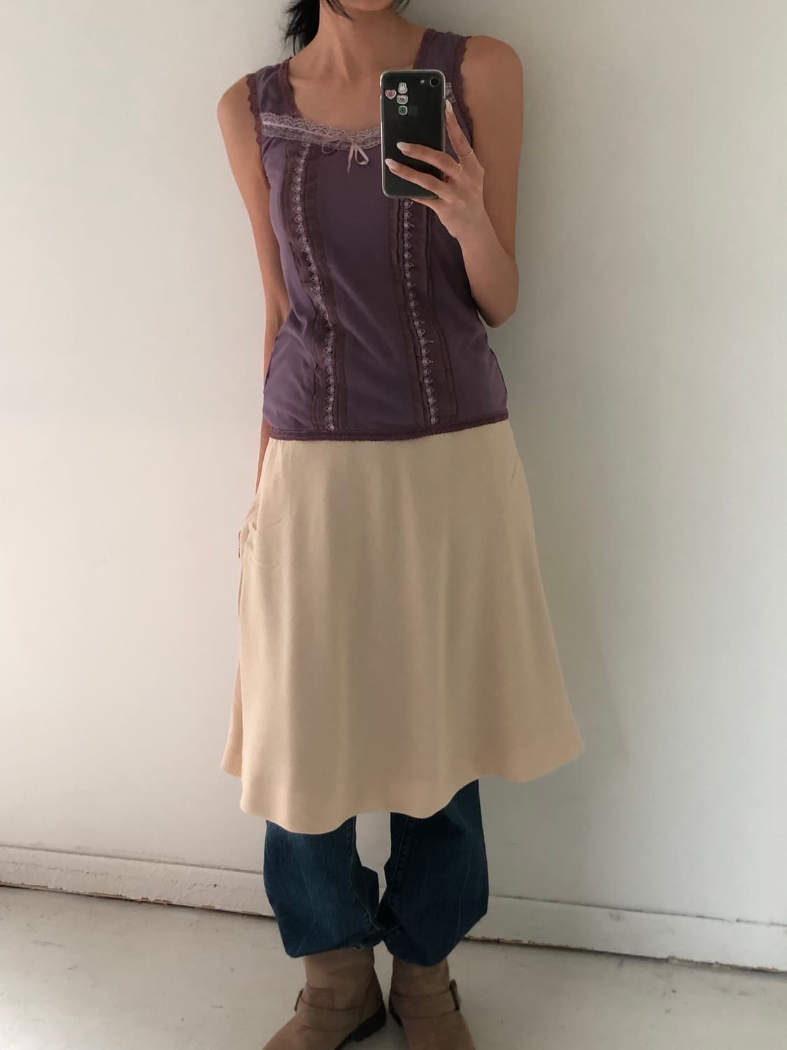일본빈티지 플레어 미디스커트 상품이미지4