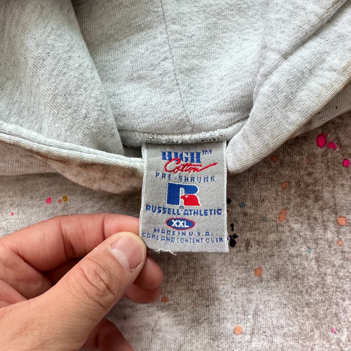 90s 러셀 후드 MADE IN USA 페인트 스플래터 상품이미지6