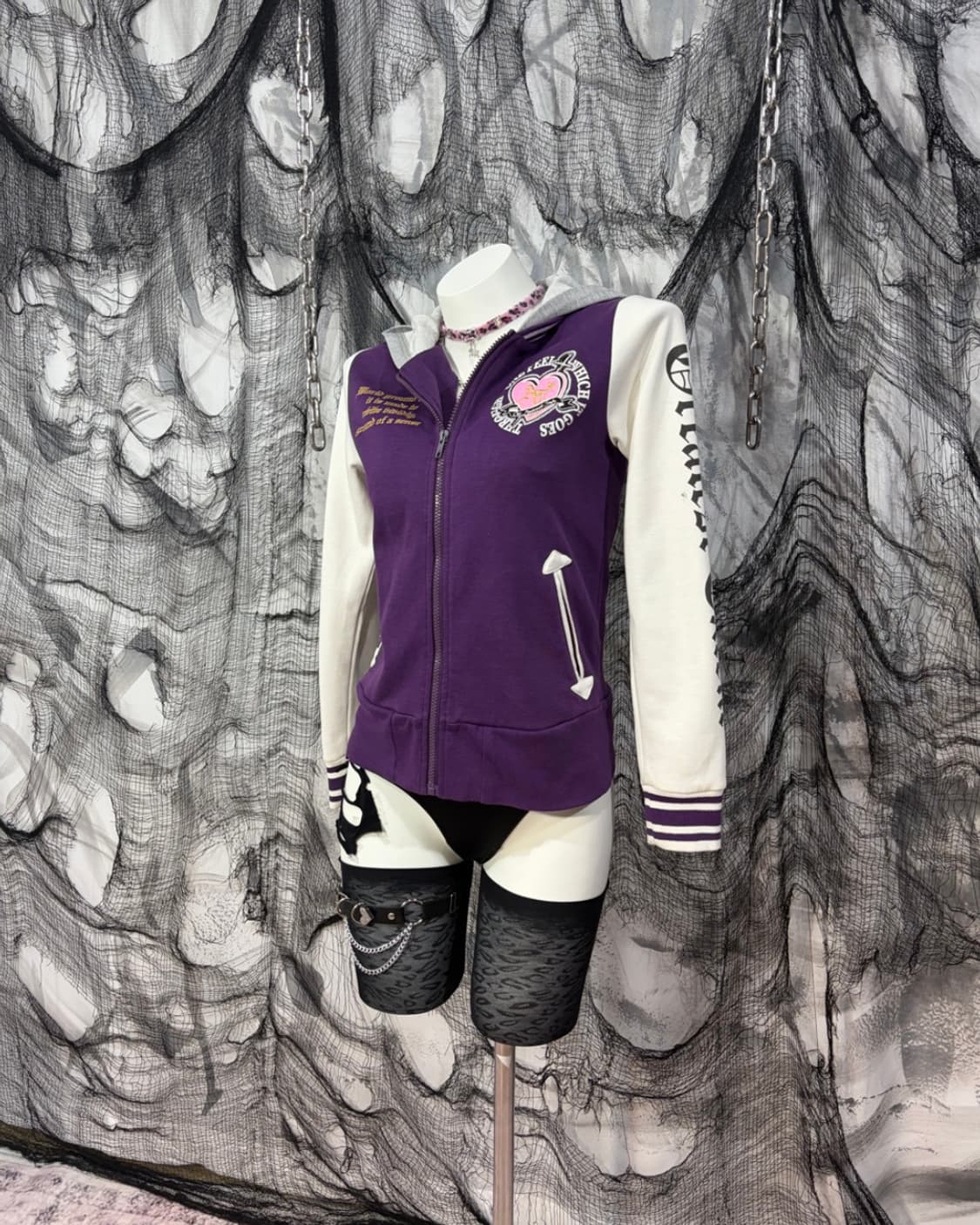 Y2K Kitsch lettering violethoodie zip up 상품이미지3