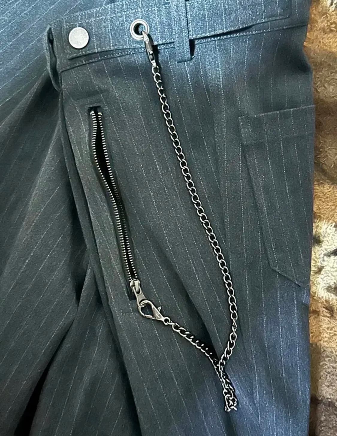 비긴202 록 링크 팬츠 차콜 스트라이프 상품이미지4