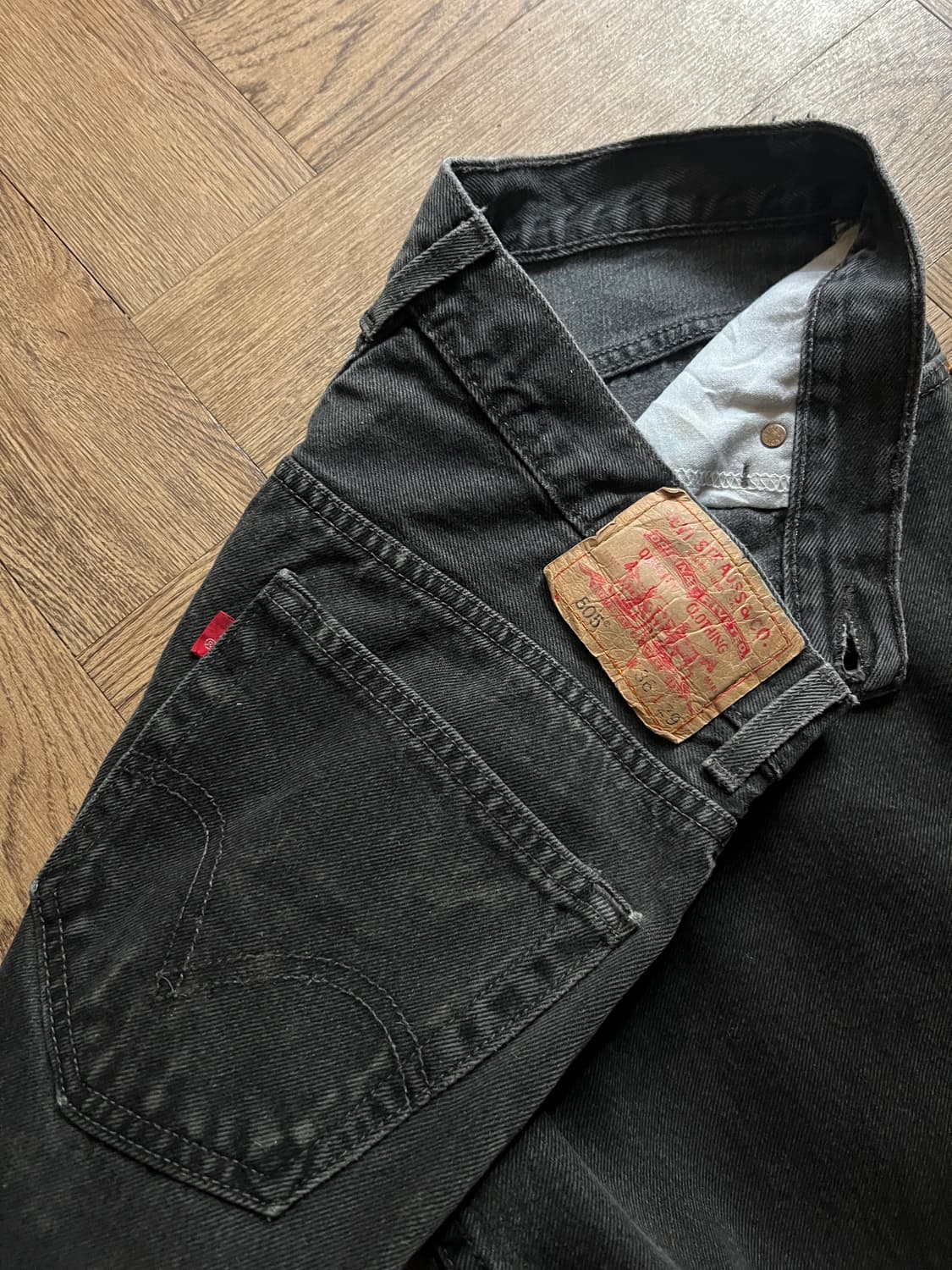 [36]00's 리바이스 USA 505 흑청 데님 팬츠 상품이미지6