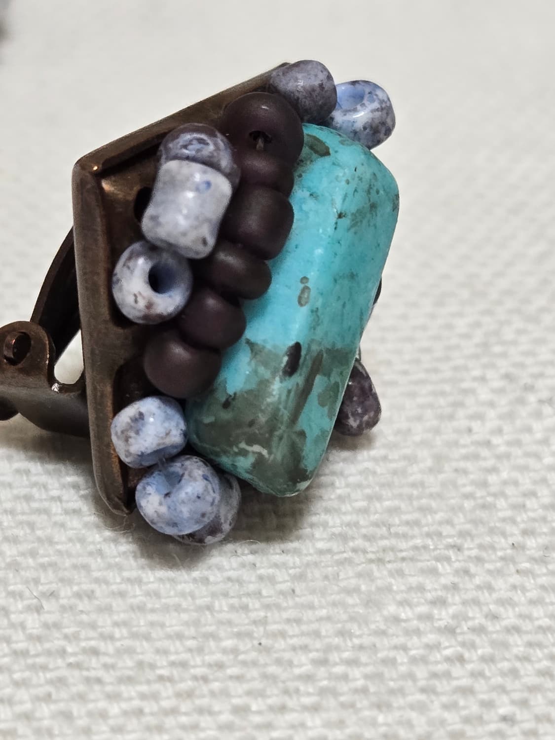 빈티지 터키석 컬러 비즈 클립형 이어링 핸드메이드 감성 상품이미지6