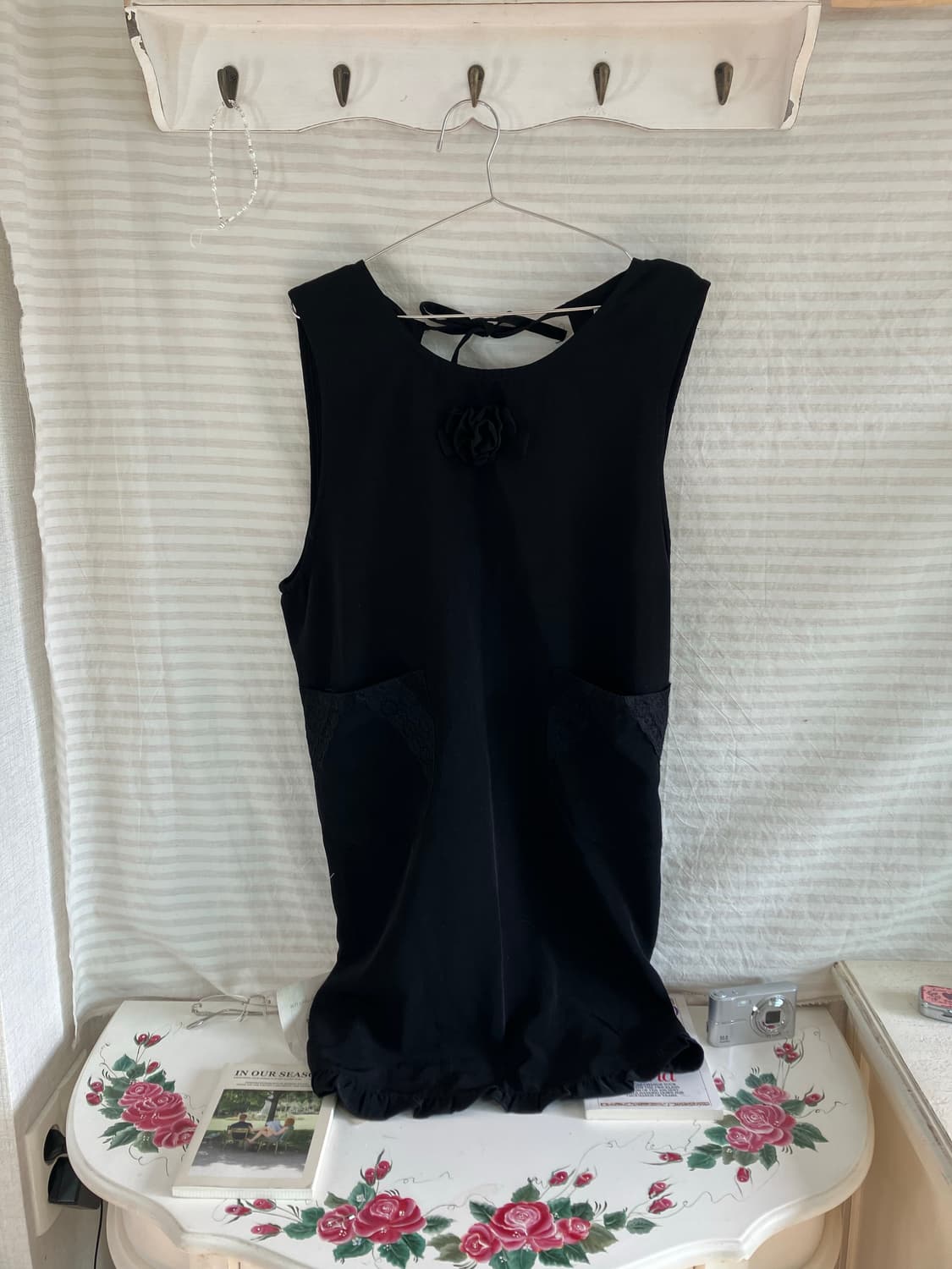 빈티지 블랙 장미 레이스 롱 원피스 978 y2k 스트릿 갸루 펑키 일본 상품이미지1