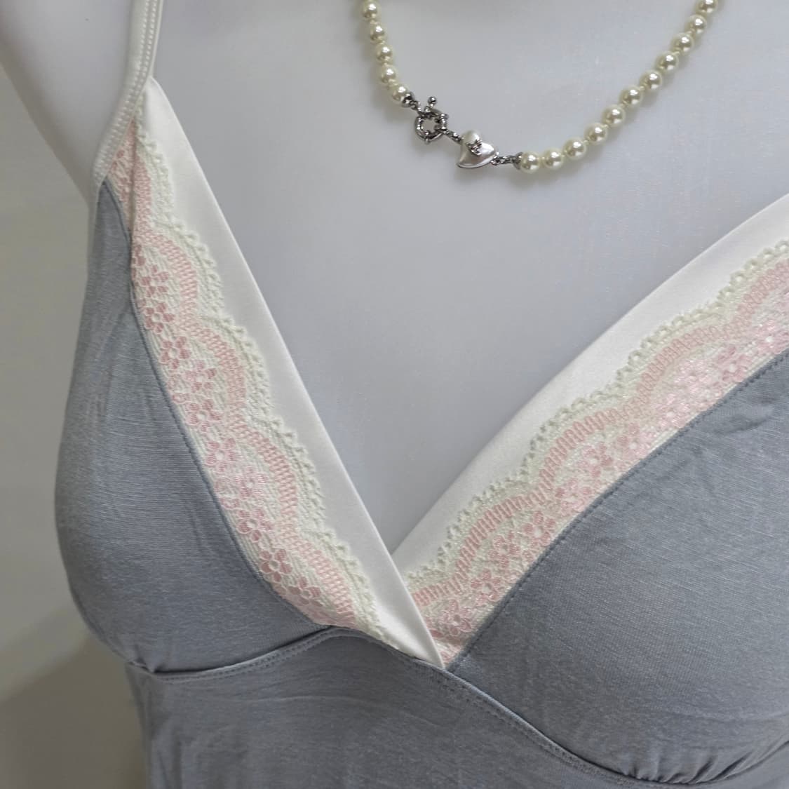 빅토리아시크릿 빈티지)y2k그레이핑크 히메오네갸루 레이스 슬립란제리원피스 상품이미지3