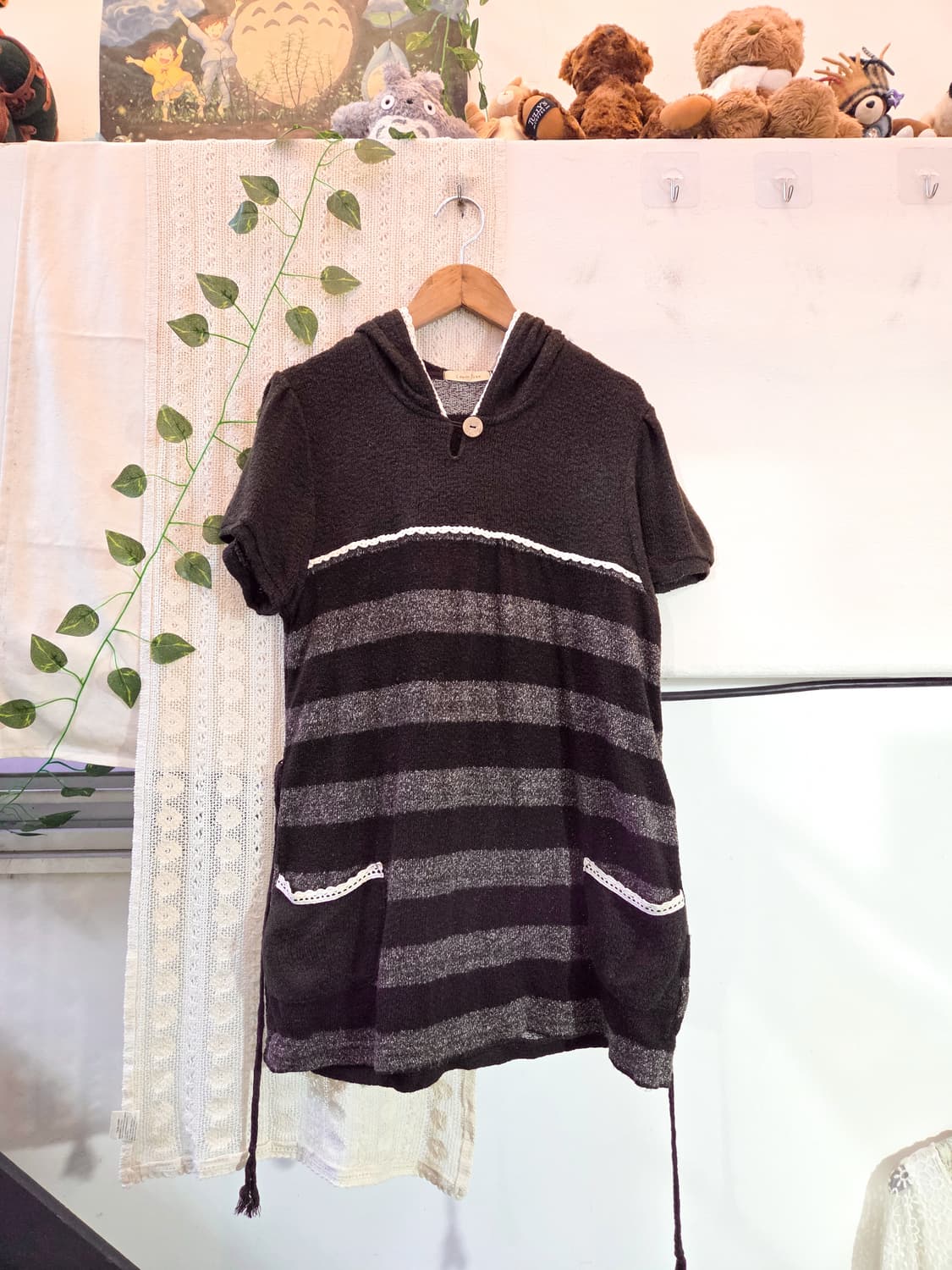 코코아 후드 반팔 니트 상품이미지1