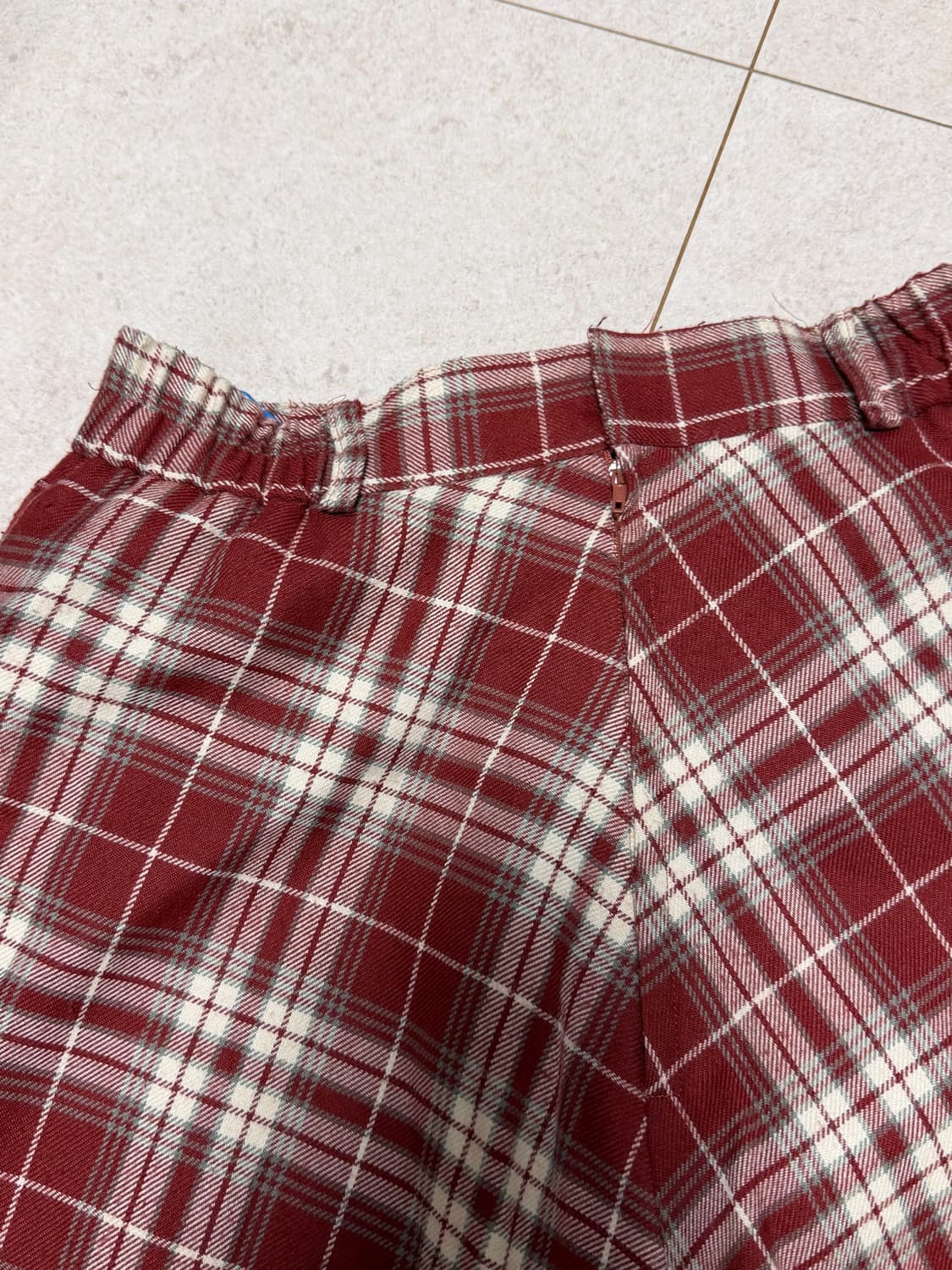 모리걸 하구미 체크 레드 A라인 롱스커트 상품이미지3