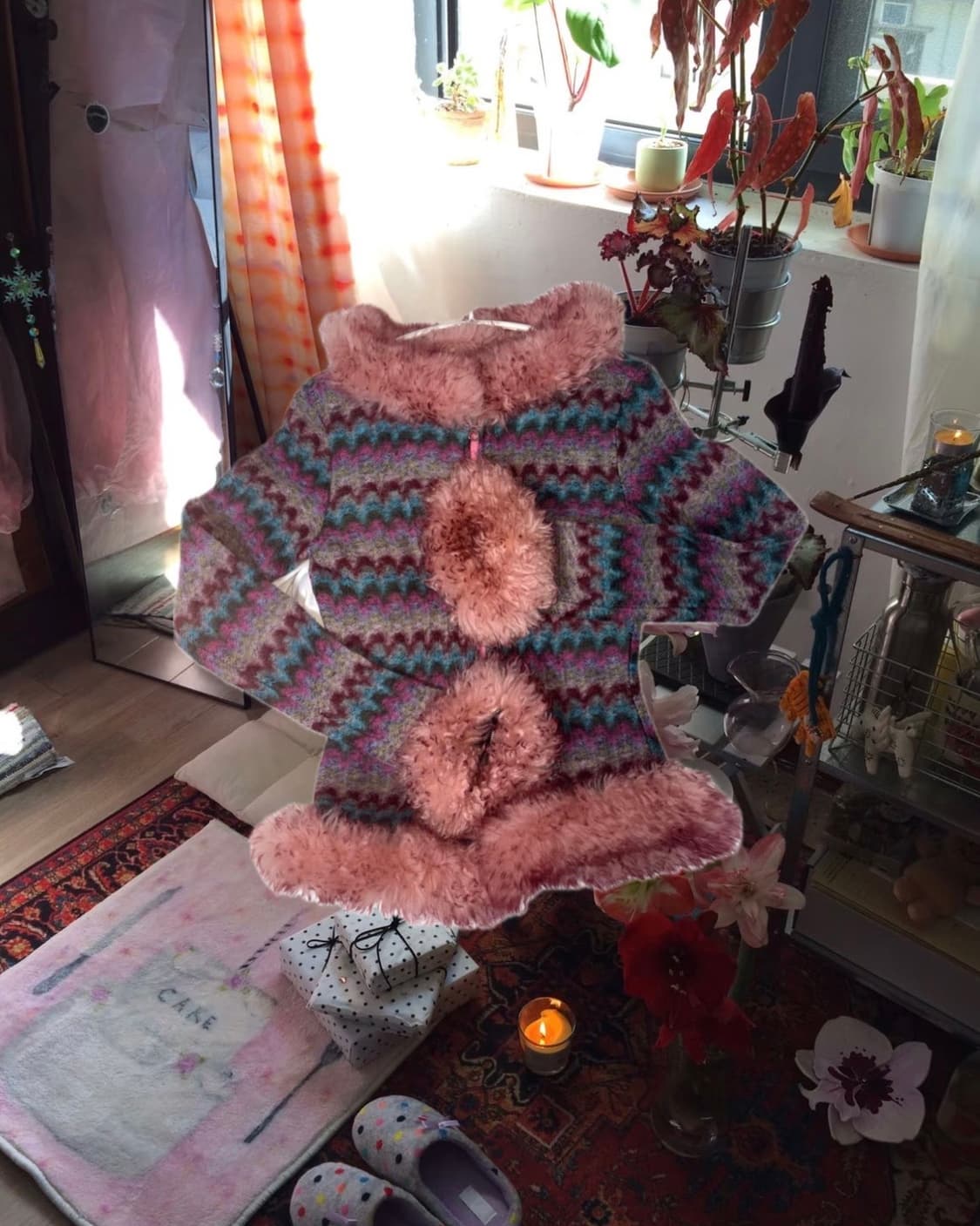 Vintage lolipop fur zip-up 상품이미지1