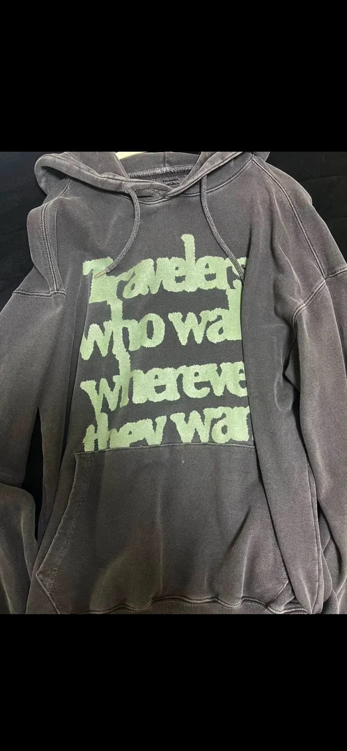 트래블 후드티 (스프레이 텍스트 피그먼트 후드티 블랙 차콜) 상품이미지2